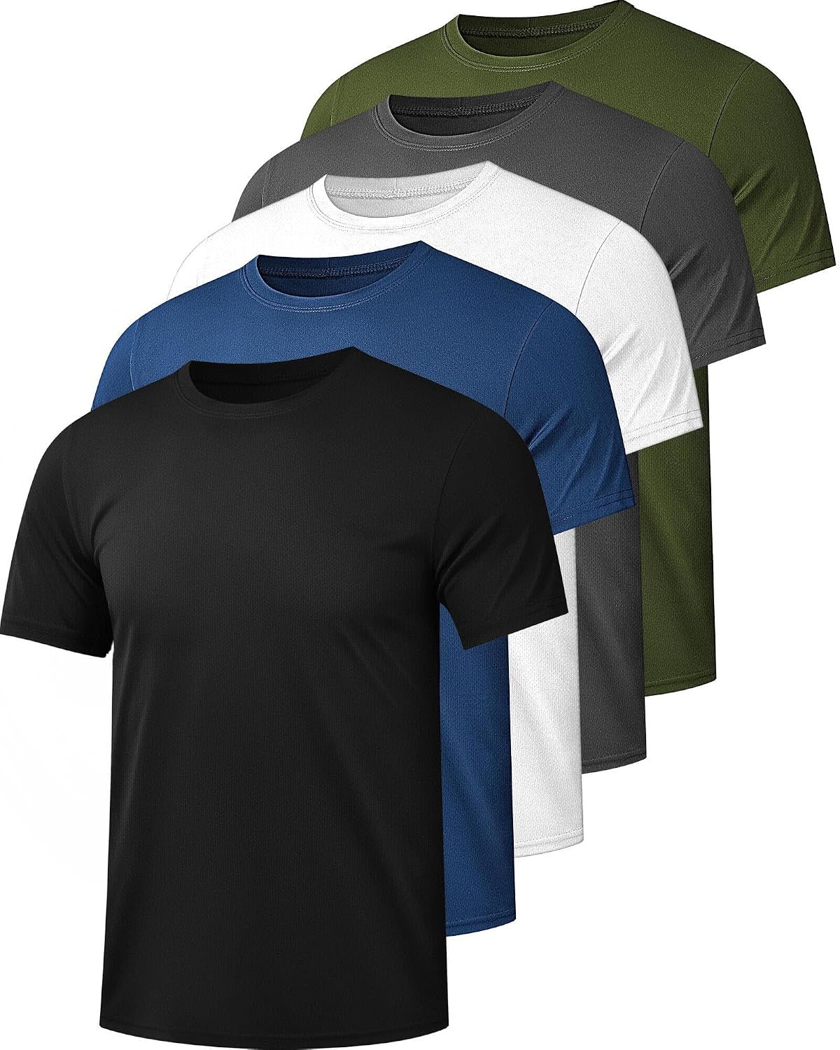 Detalle de Kinglaman 1/5 Pack Mesh Workout Shirts for Men (Dry Fit, Moisture Wicking) Short Sleeve Tees
