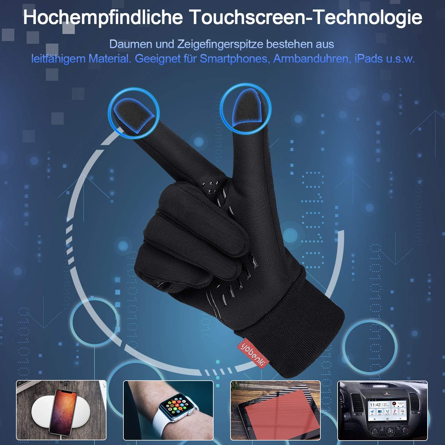 Detalle 2 de Cevapro Fahrradhandschuhe Warme Winterhandschuhe wasserdichte Touchscreenhandschuhe