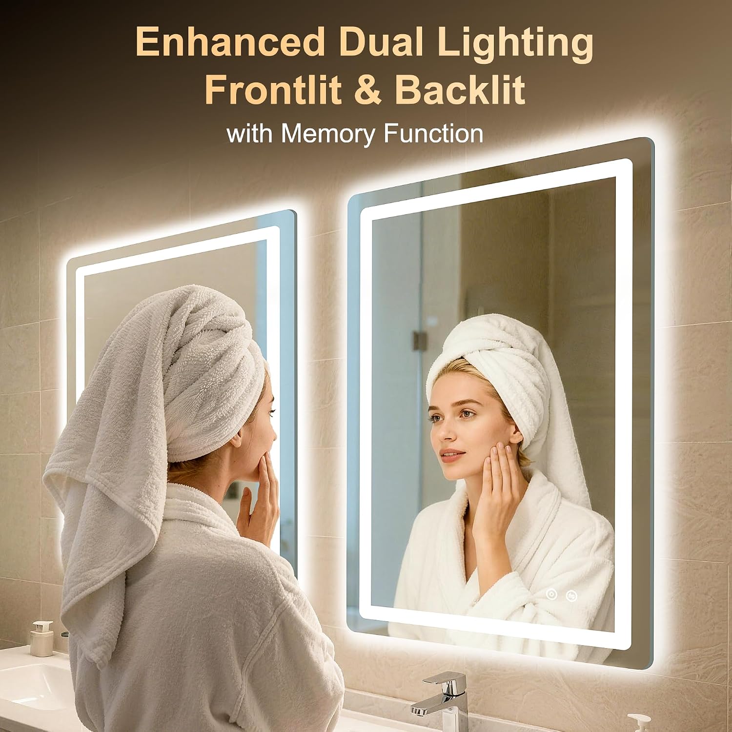 Detalle de LAWADA LED Bathroom Mirror, 24 x 36 inches