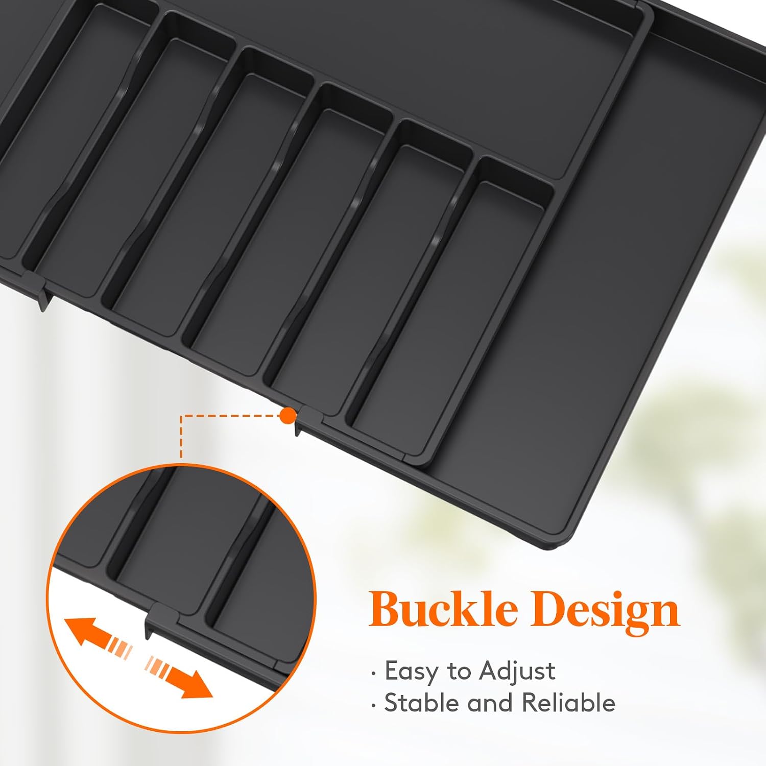 Thumbnail 6 de Lifewit 22063 Adjustable Cutlery Tray, 9 Compartments, Black Plastic