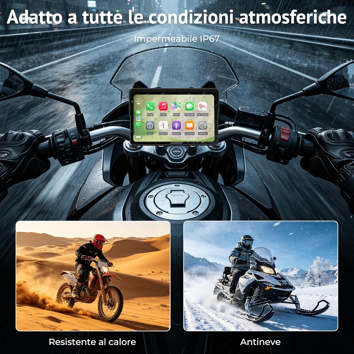 Thumbnail 5 de Wonsidary W722TPMS Schermo CarPlay Moto 7" Wireless con Android Auto, TPMS e GPS IP67