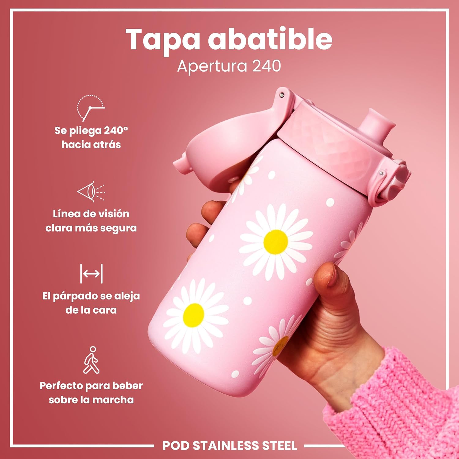 Detalle 2 de ion8 Botella Agua Inox para Niños 400ml 🚰 Sin Aislamiento