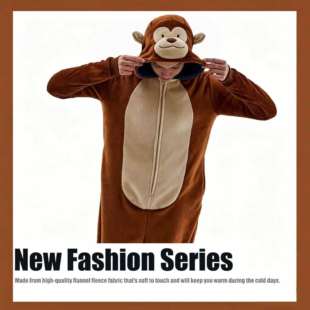 Detalle 2 de JUOLOET Animal Onesie Pajamas, Flannel Fleece with Hood, Zipper and Pockets