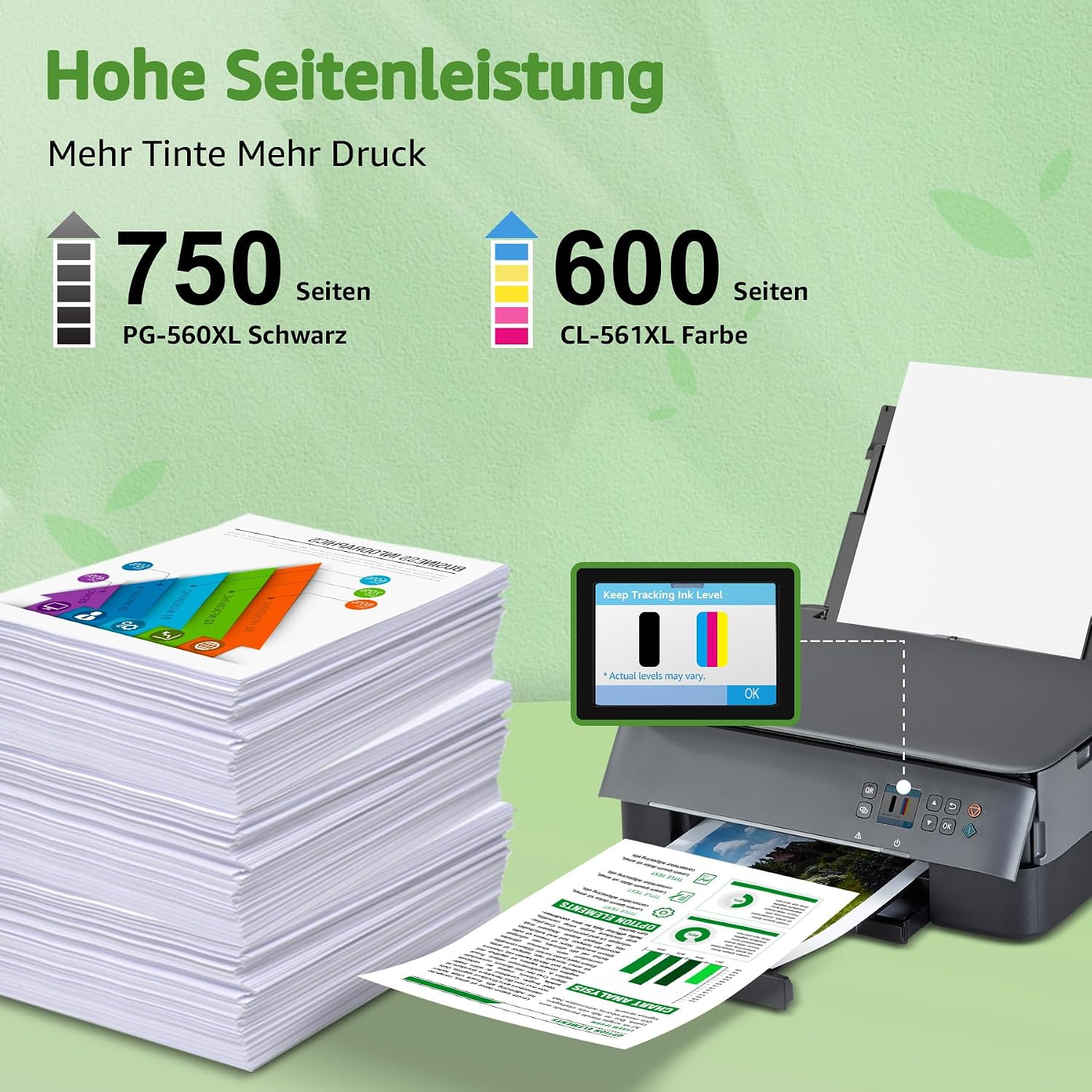 Detalle 2 de GREENSKY 560 561 Druckerpatronen 2er Pack đź–¨