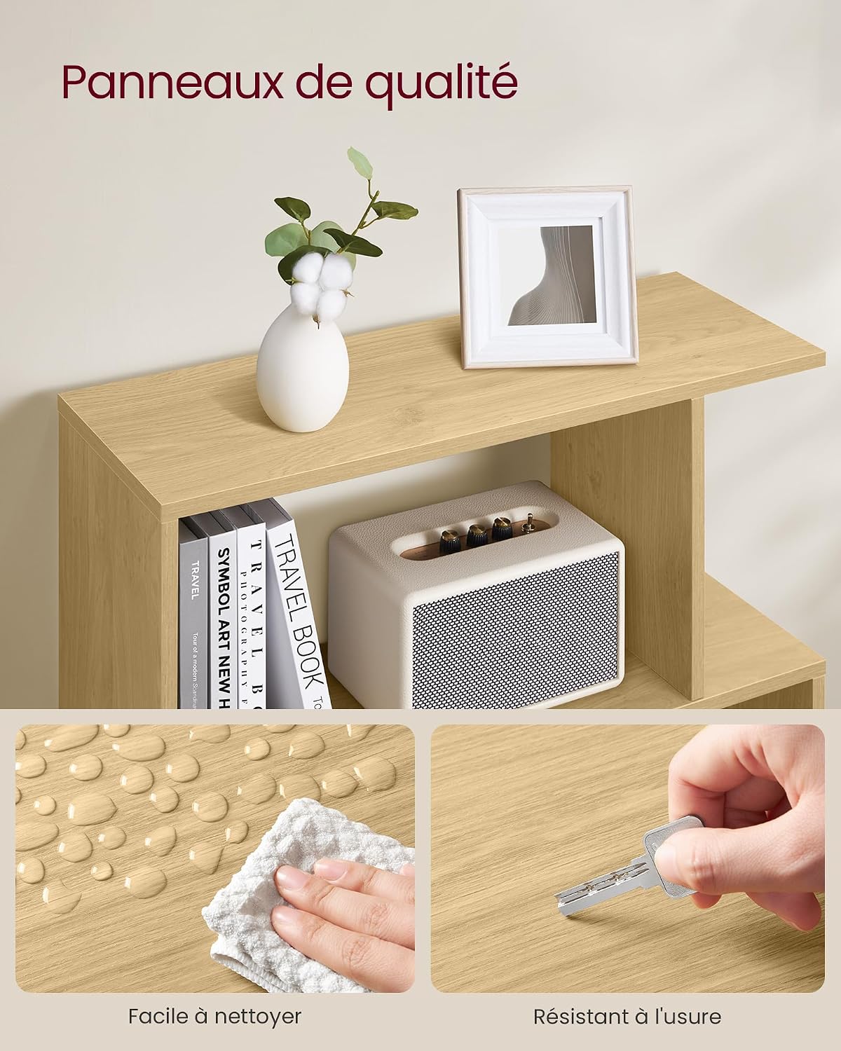 Detalle 1 de VASAGLE CUSTOS LBC061T70 boekenkast, S-vormig met 6 niveaus, 70 x 24 x 191,6 cm