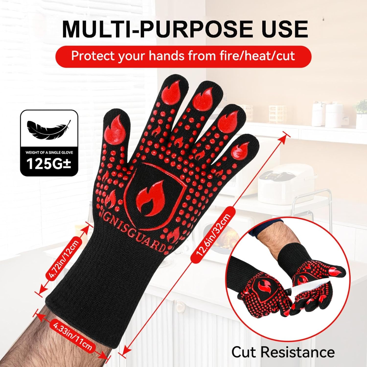 Detalle de IGNISGUARD BBQ Gloves, Red