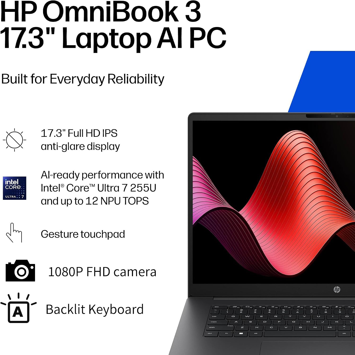 Detalle de HP OmniBook 17.3-inch laptop