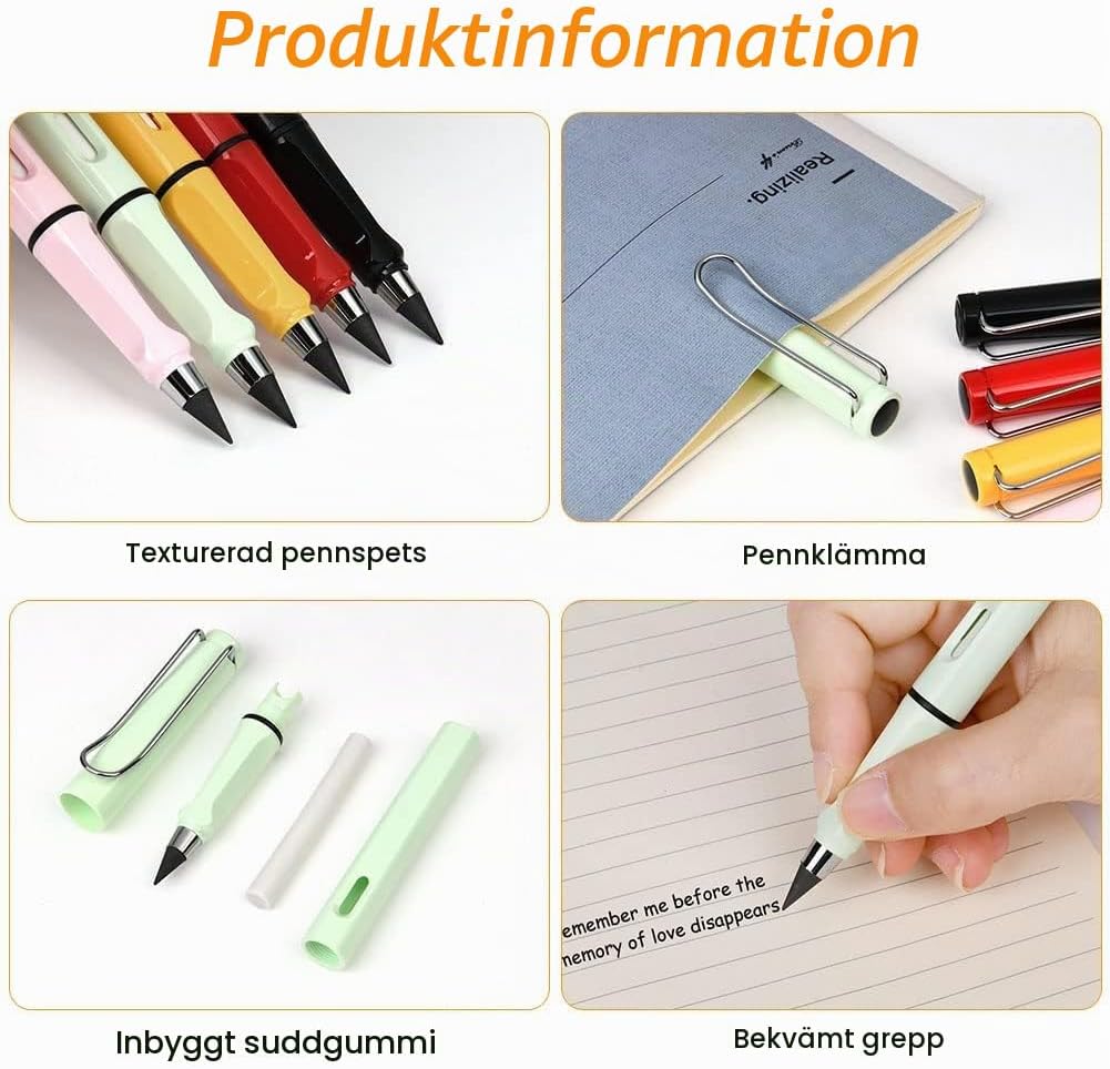 Detalle de OFFCUP Inkless bläckfri penna, 5-pack med utbytbara spetsar och suddgummi