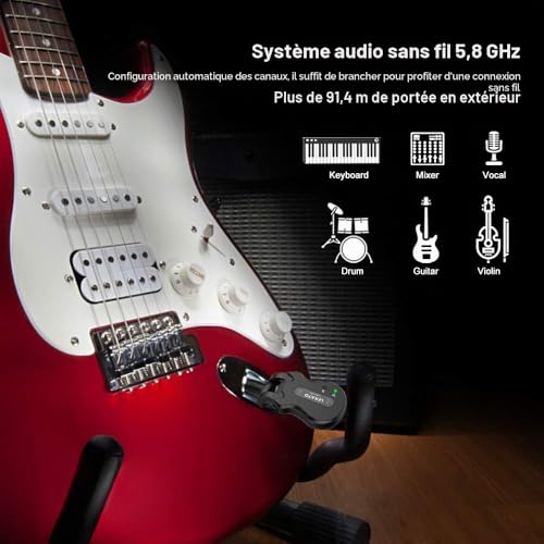 Thumbnail 1 de LEKATO 5.8GHz Transmetteur sans fil pour guitare et basse – Système rechargeable 24 bits 48 kHz