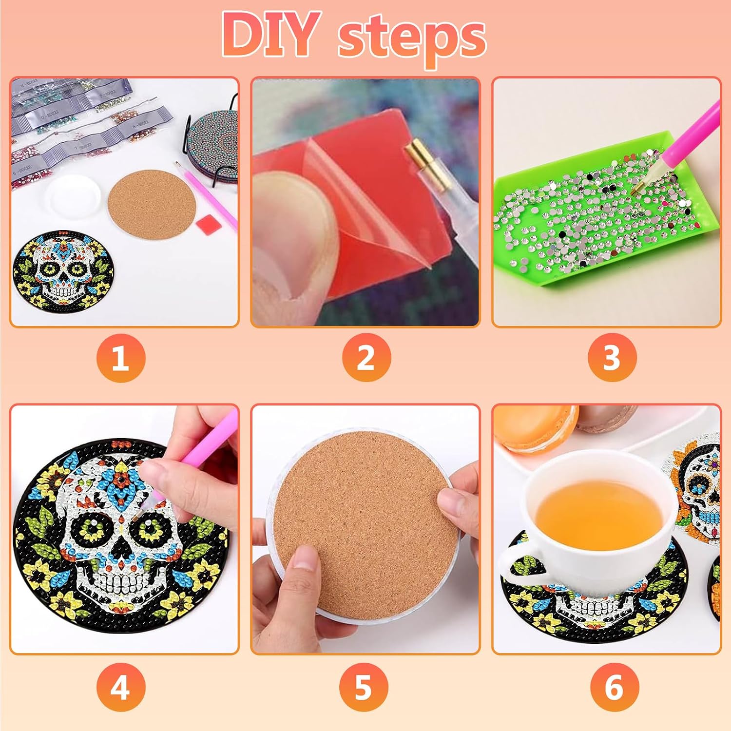 Thumbnail 6 de hkejoi Diamond Art Coaster Kit, 8-Piece