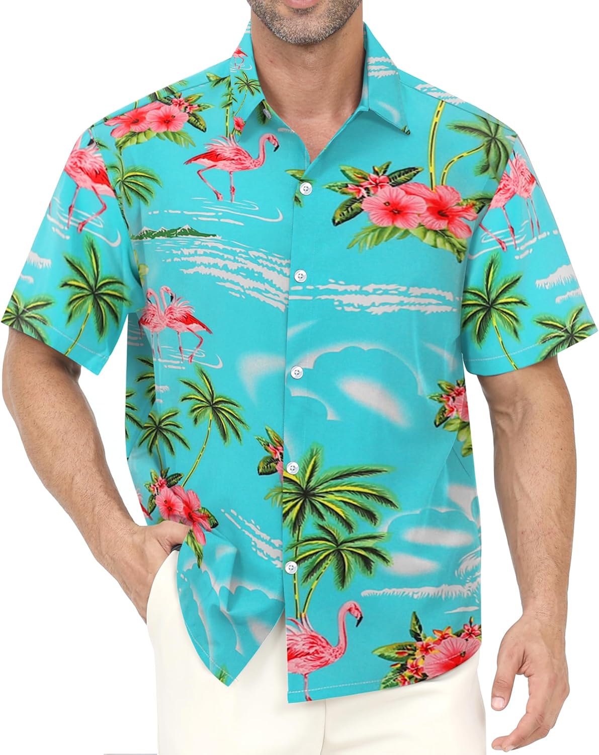 Detalle de Gavliuu Hawaiihemd Männer Blumen – Freizeit Strandlook mit Brusttasche, Regular Fit