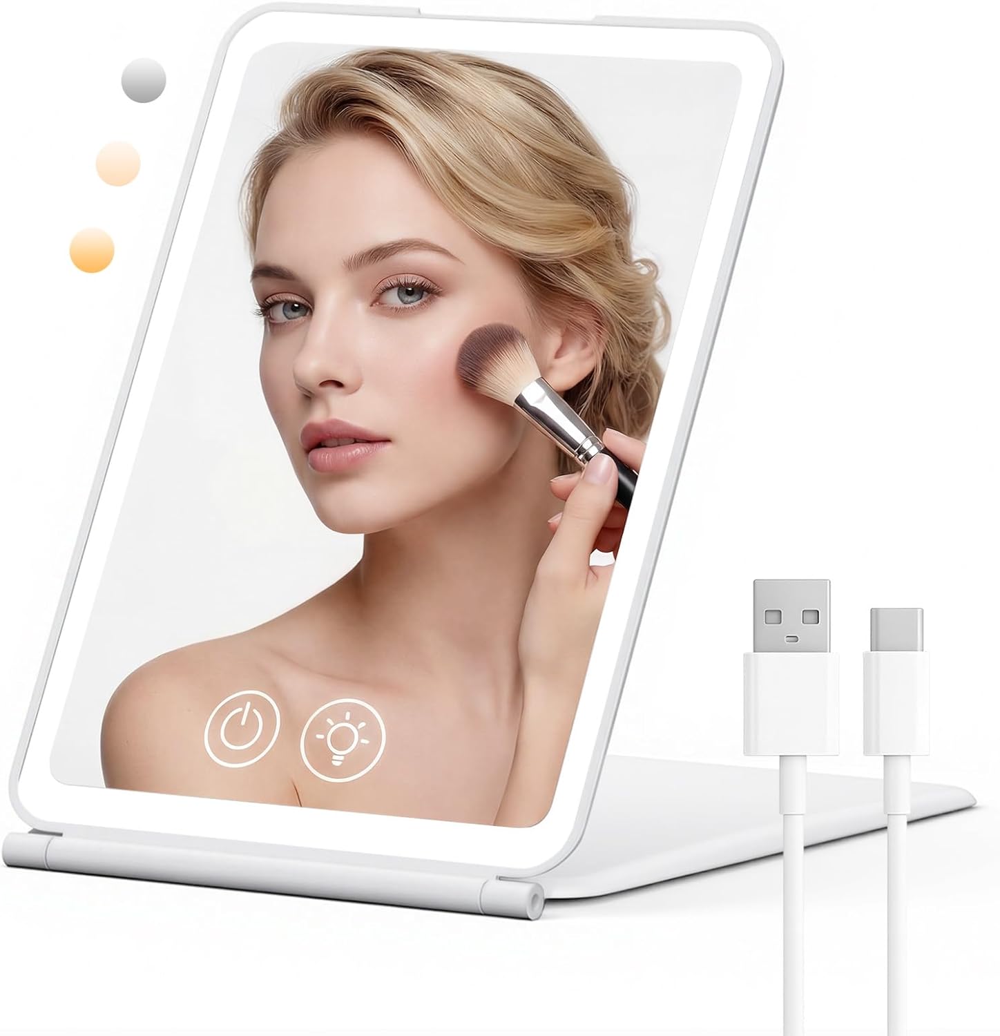 Detalle de EYMUOBC Miroir Maquillage Lumineux 72 LED, 1500mAh – portable, pliable et rechargeable