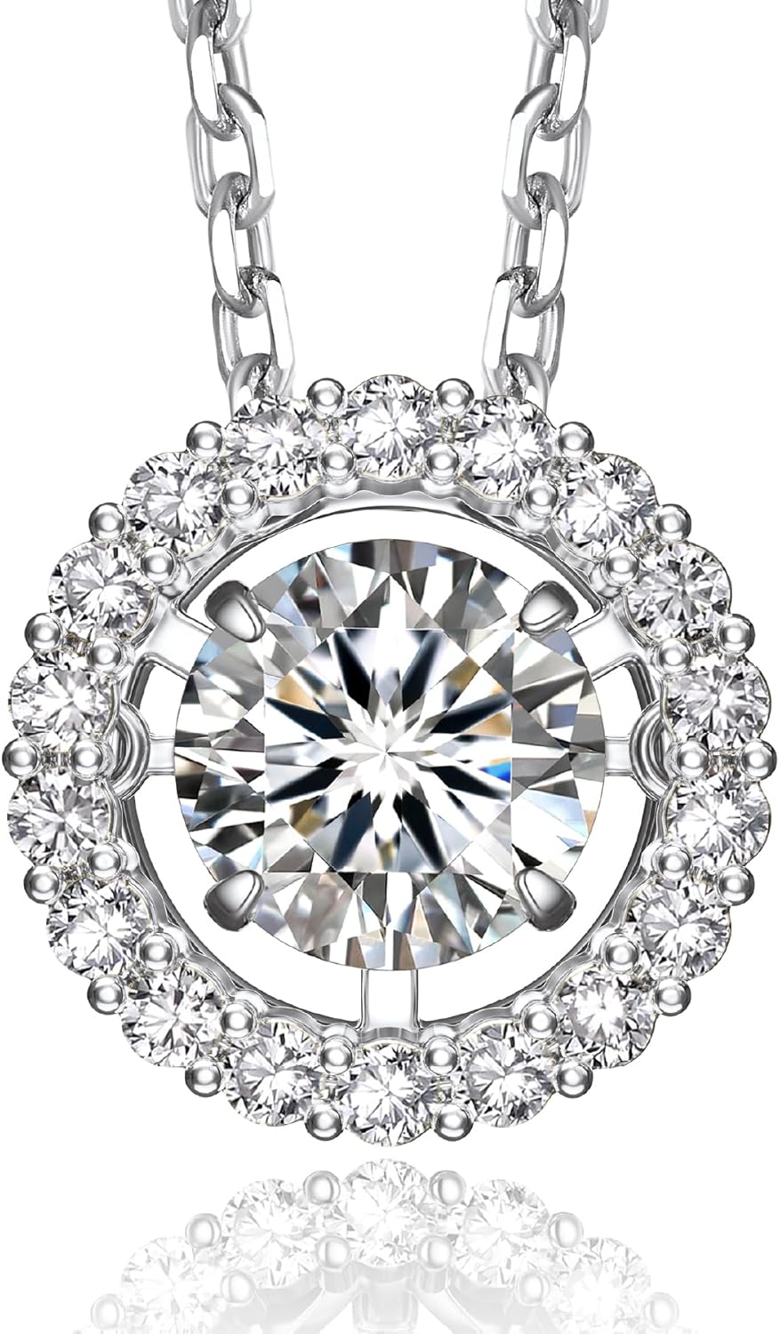 Detalle de MomentWish Collier Femme Pendentif Moissanite Dansant 1 Carat – Argent 925, Certificat GRA