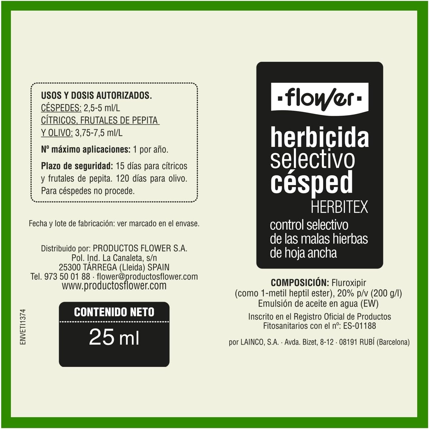 Detalle 2 de Flower Herbitex 25 ml herbicida selectivo para césped