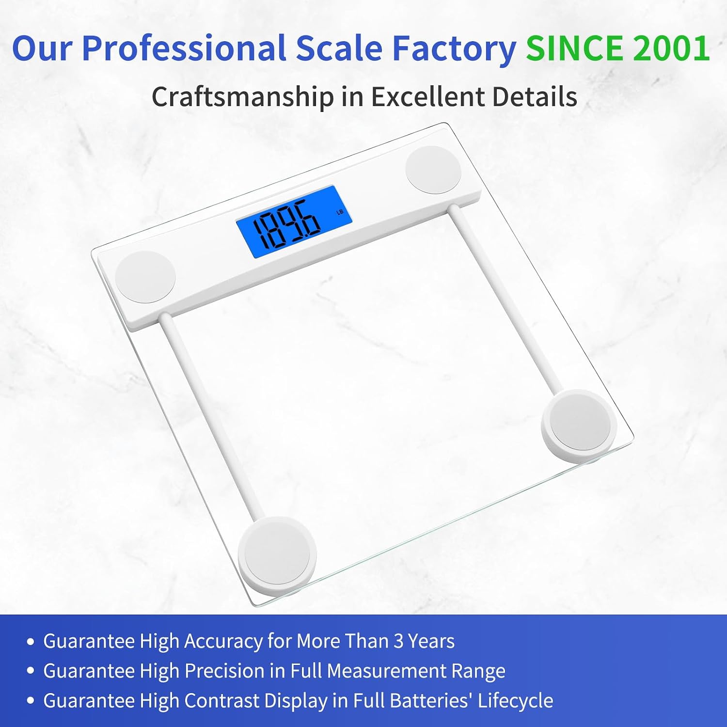 Thumbnail 2 de Homebuds Bathroom Scales for Body Weight – High Precision with Blue Backlit Display (4 00 lb / 182 kg)