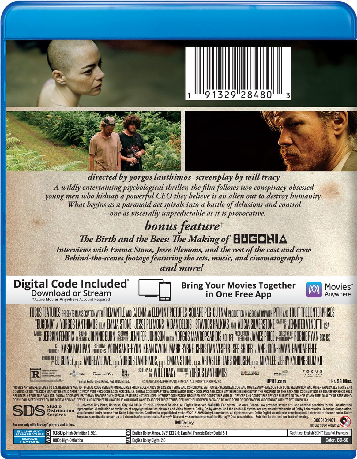 Detalle de Bugonia 191329284803 Collector’s Edition Blu-ray + Digital, English and Spanish Audio