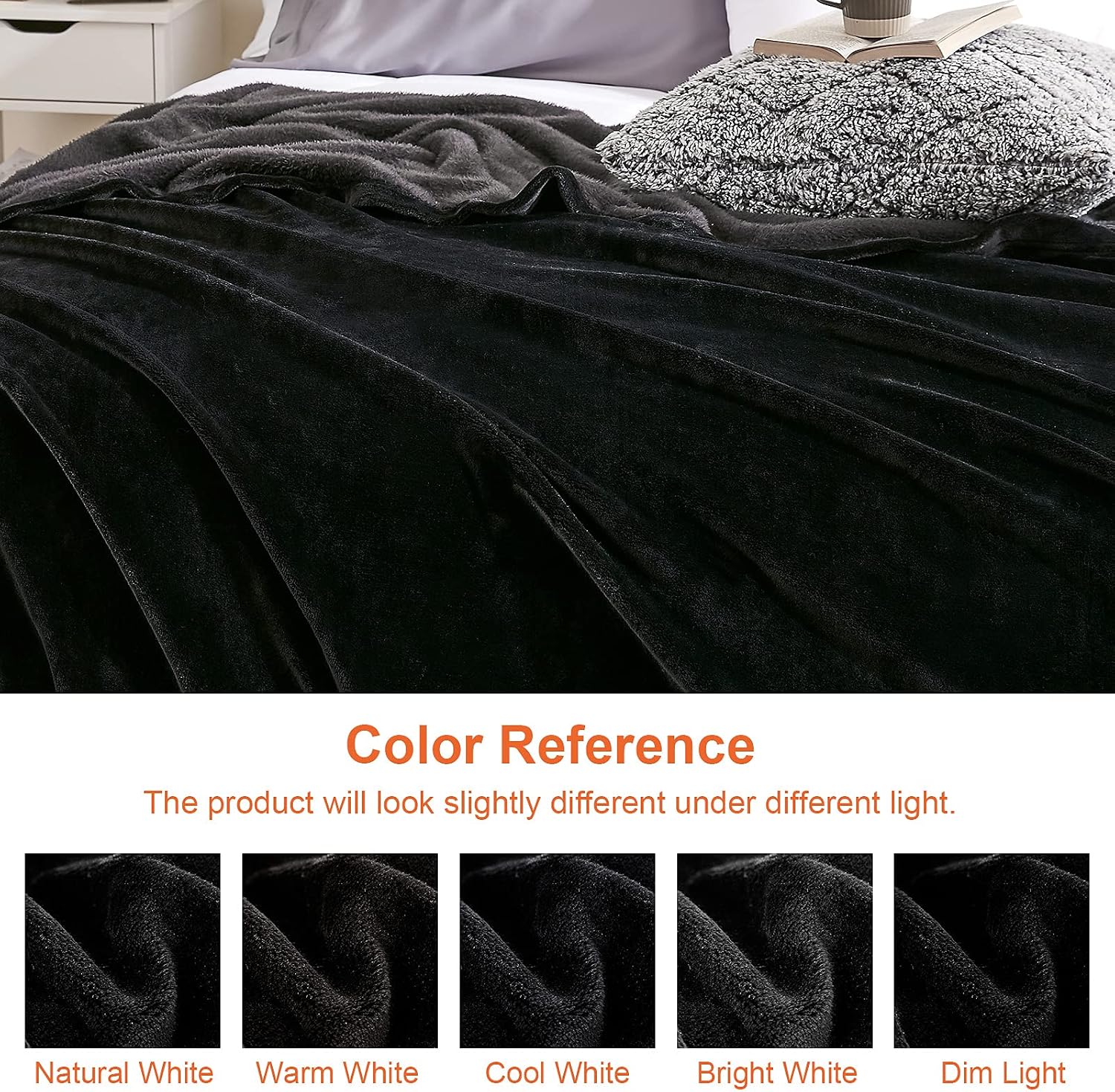 Thumbnail 5 de EHEYCIGA fleece blanket 220x240cm black
