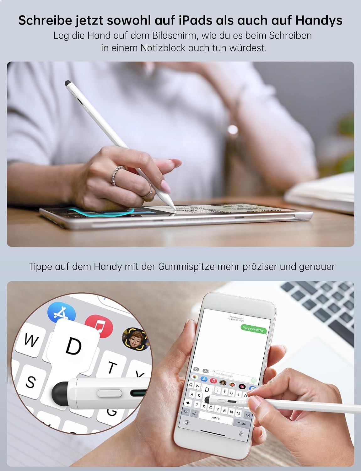 Thumbnail 3 de MEKO Stift für iPad (2018–2025) mit Schnellladefunktion & Neigungssensitivität – passend für Apple Pencil-kompatible iPads