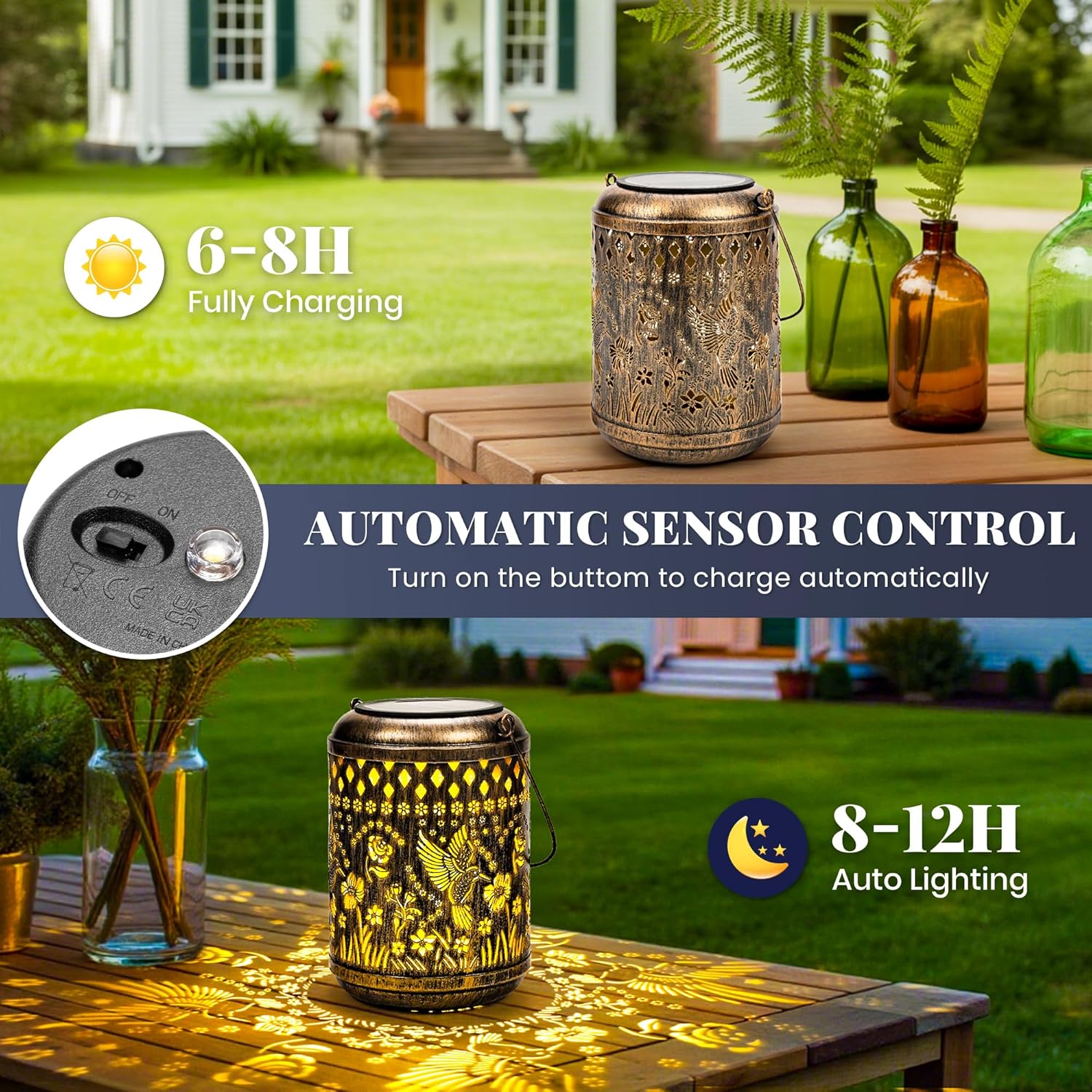 Thumbnail 4 de GIGALUMI Solar Lanterns Outdoor hummingbird hanging solar garden lights