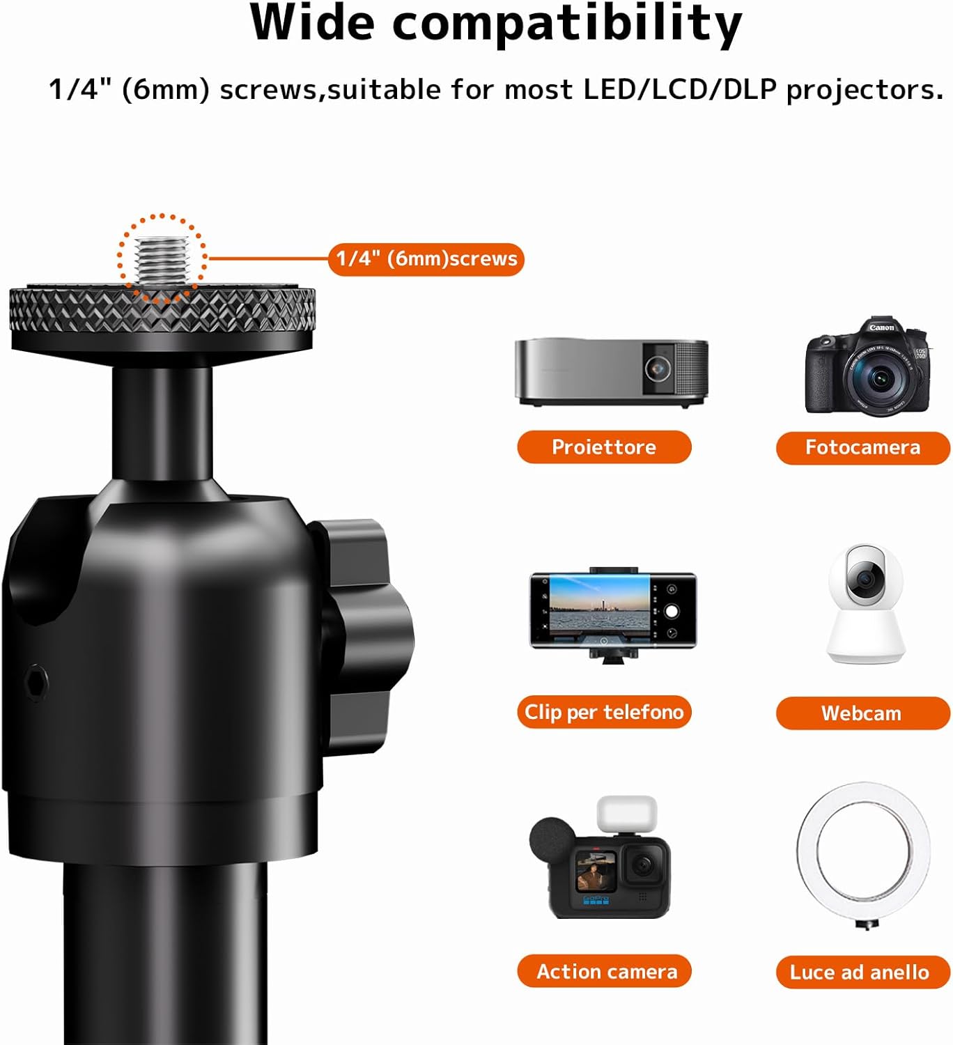 Thumbnail 1 de PUTORSEN Universal Projector Stand (Height Adjustable, 360° Rotatable) with 1/4" Screw Mount