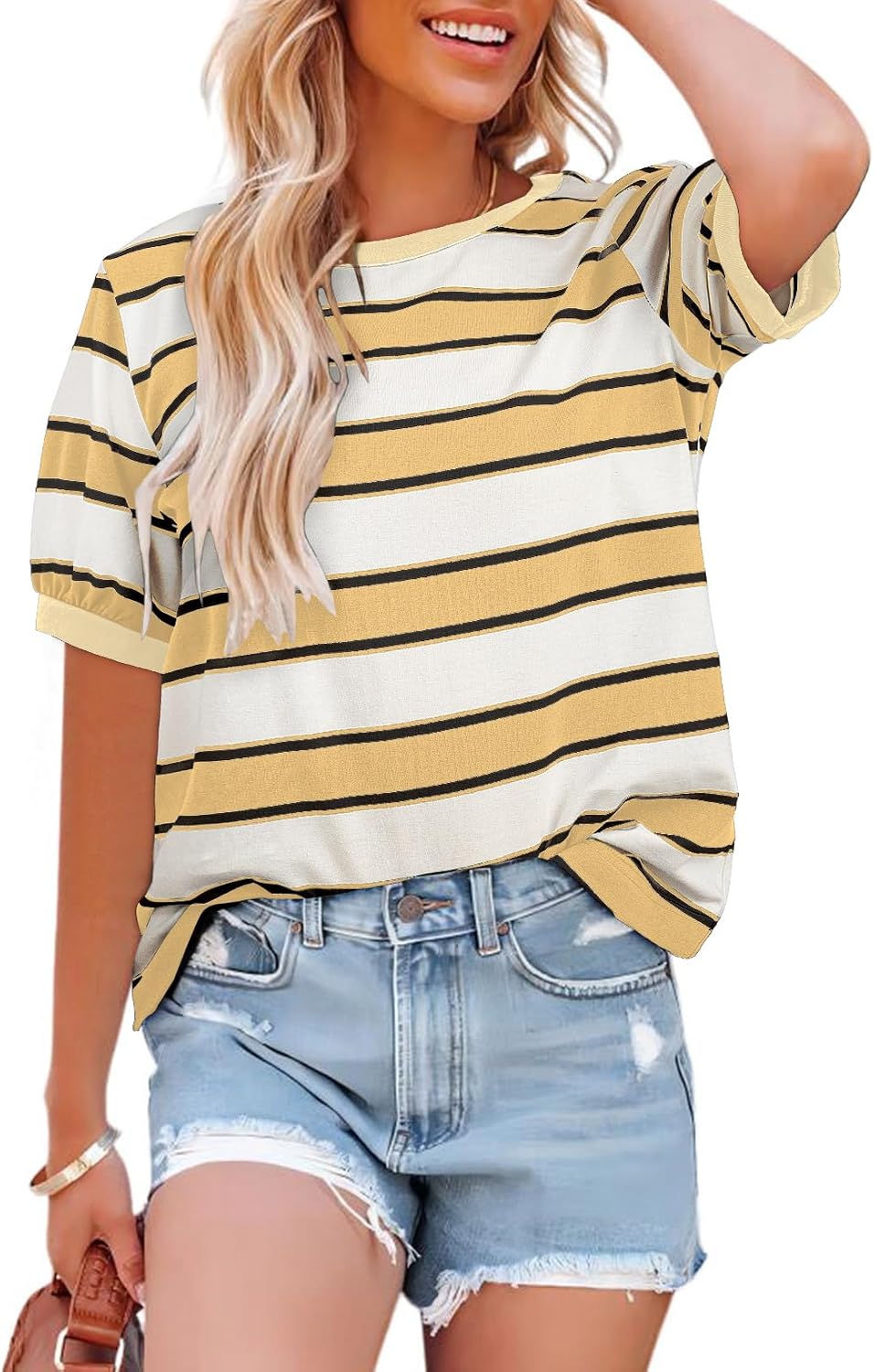 Thumbnail 6 de Dokotoo Womens Summer Tops 2026 Striped Color Block Short Sleeve T-Shirt