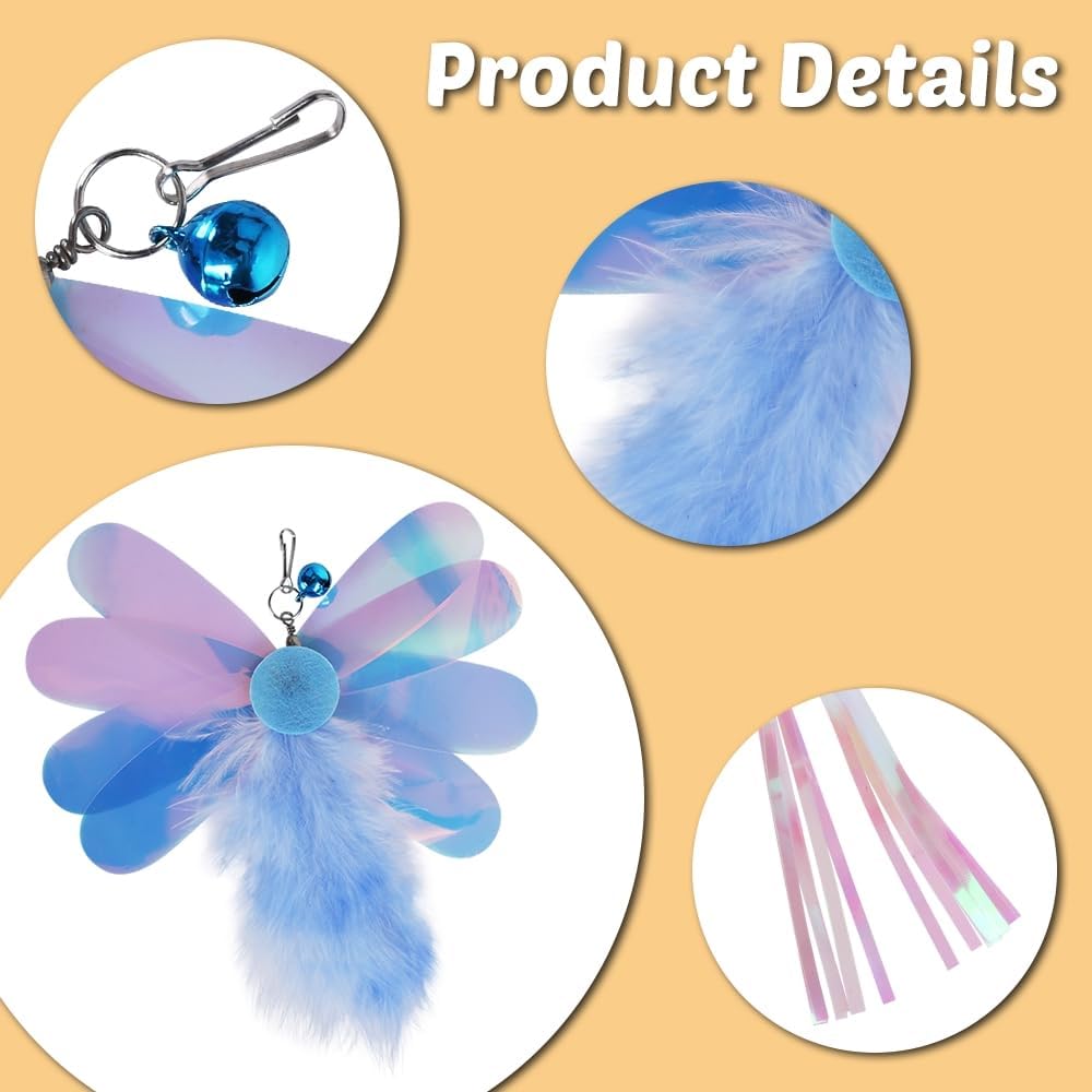Thumbnail 2 de DONGKER 6 PCS Plush Cat Dragonfly Refill with Bell Buckle Design Kitten Wand Replacement