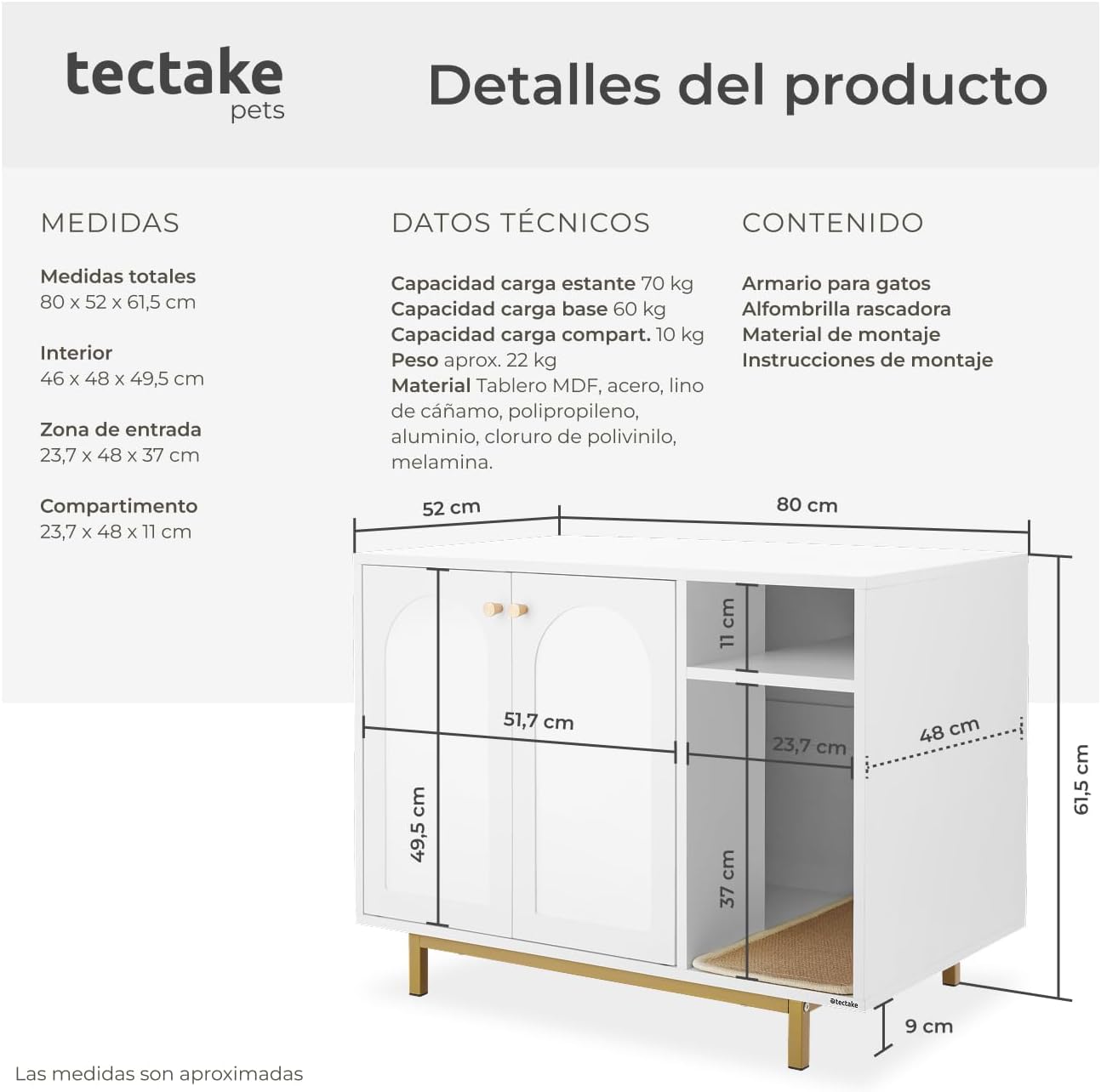 Thumbnail 5 de tectake® Mueble arenero 80 x 52 x 61,5 cm