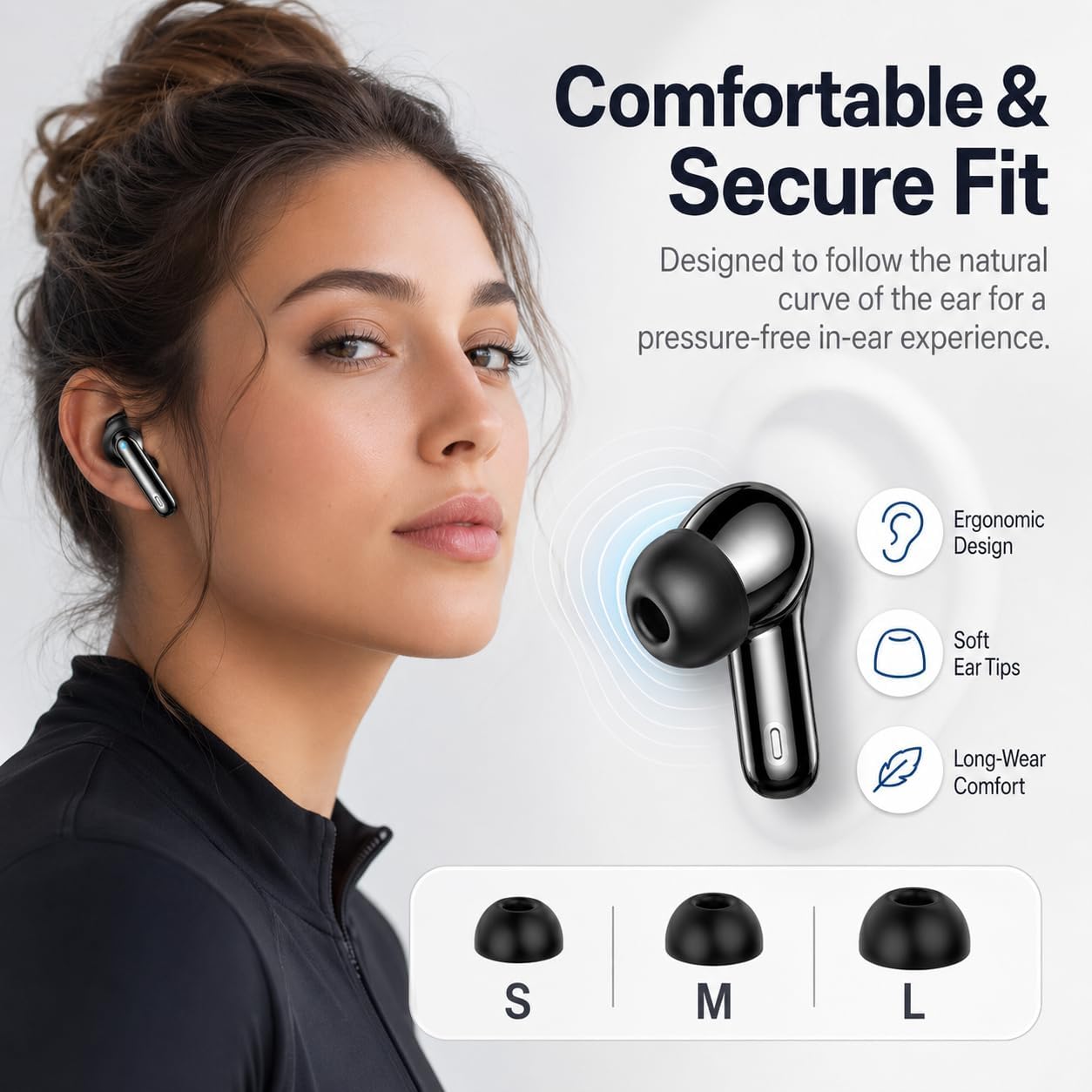 Detalle de Wireless Earbuds (Bluetooth 5.4) with 4 ENC Mic, 36H Playtime, Noise Cancelling In-Ear & IP7 Waterproof
