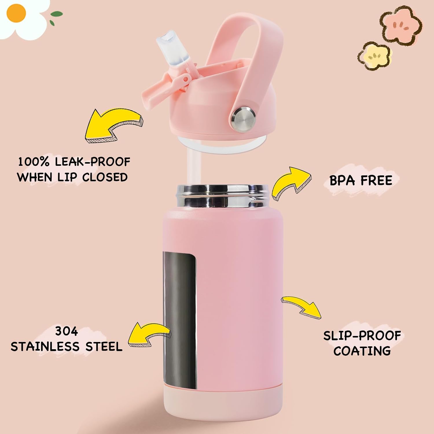 Thumbnail 2 de Fijinhom Kids 360ml Stainless Steel Insulated Water Bottle (2-Piece Set)