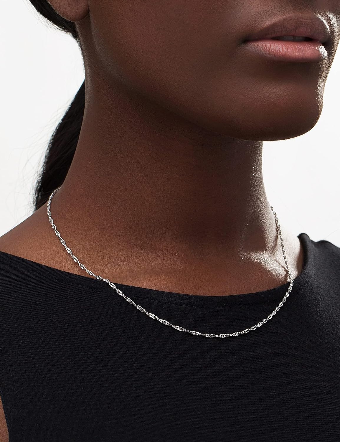 Detalle 2 de HARJJME Silberkette Damen 925 – dünne Kette ohne Anhänger, 35–55 cm