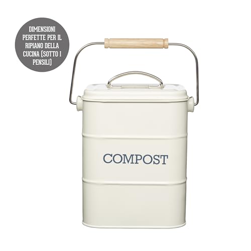 Thumbnail 6 de KitchenCraft Living Nostalgia Compostiera da Cucina in Metallo, 3 L, crema antico