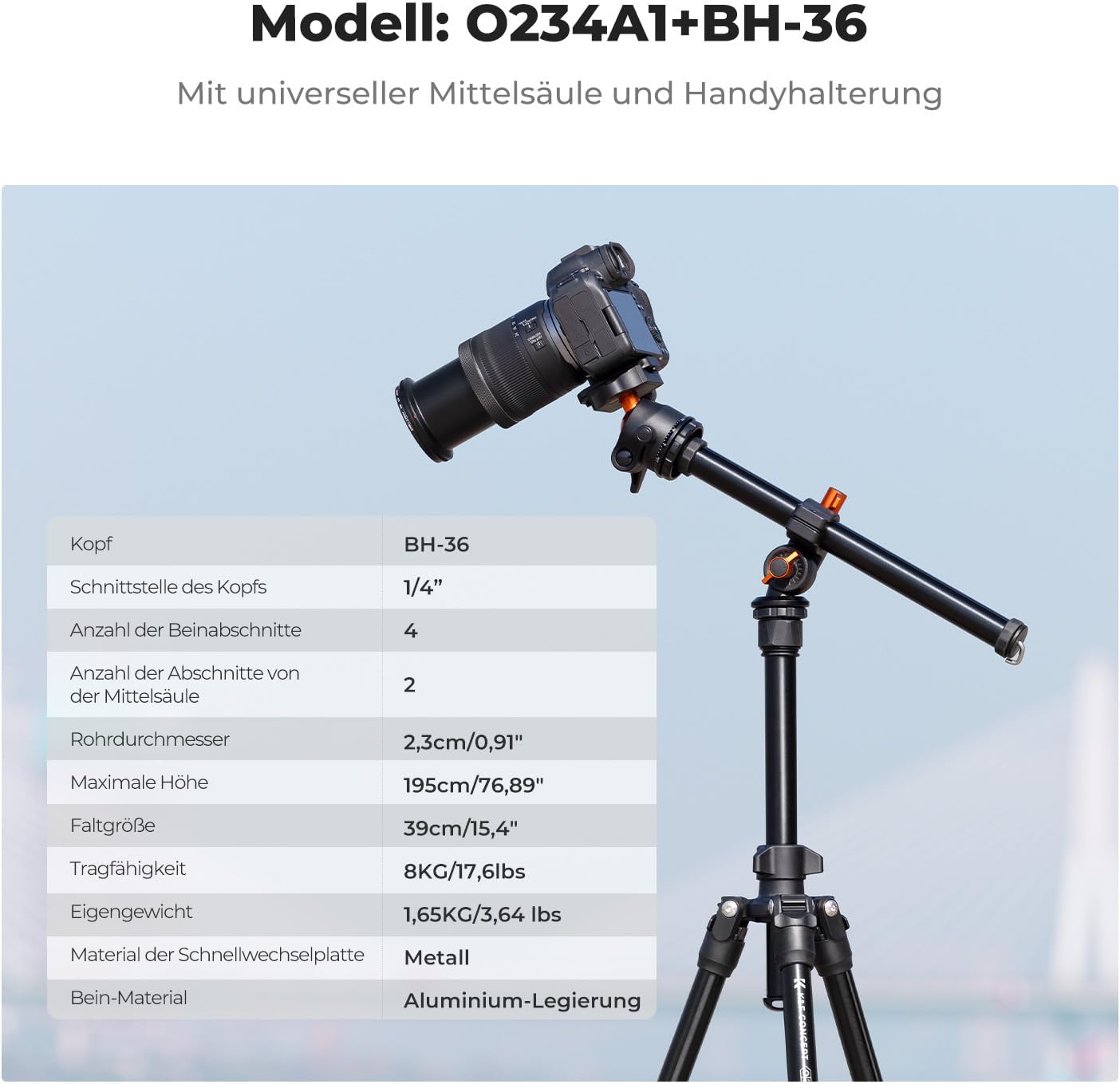 Thumbnail 5 de K&F CONCEPT O234A1 Kamerastativ 1,95 m