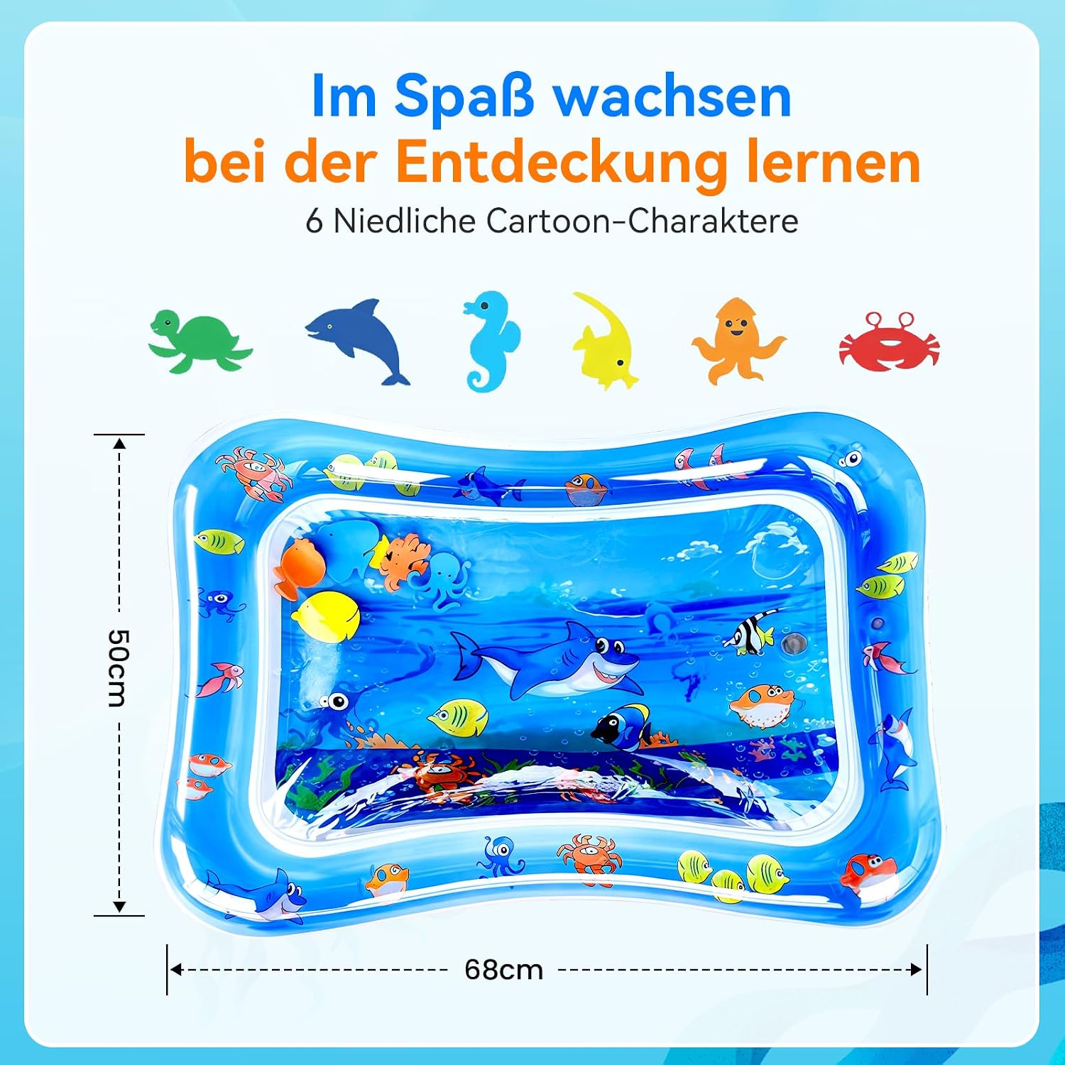 Thumbnail 2 de Wassermatte Baby Spielzeug 3–9 Monate – BPA-frei, aufblasbare Bauchzeit Matte für motorische Entwicklung