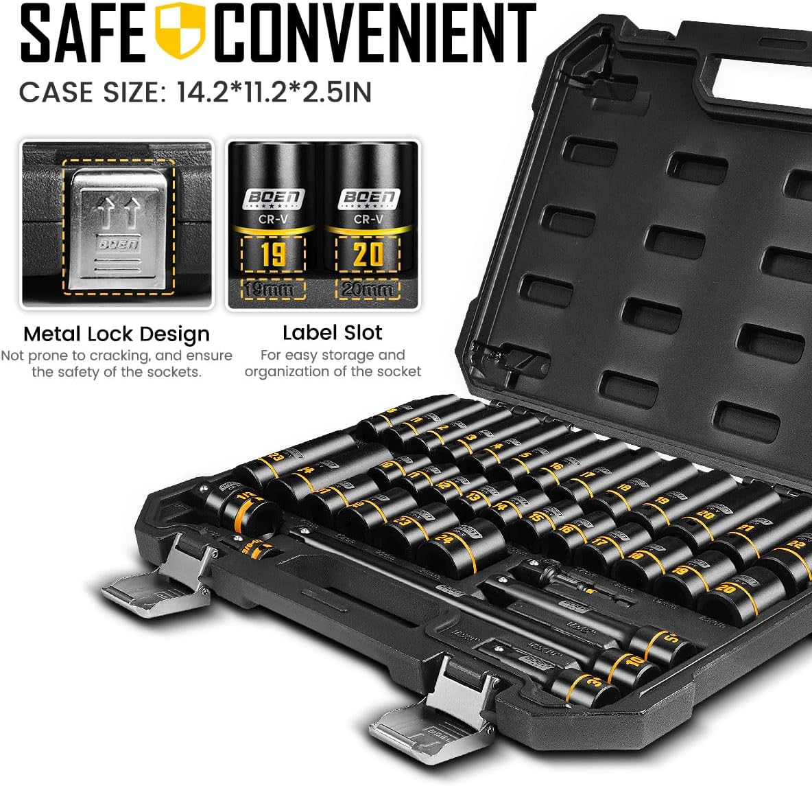 Thumbnail 5 de boen SFG-BS-127036 1/2-Inch Drive Impact Socket Set, 36-Piece Metric