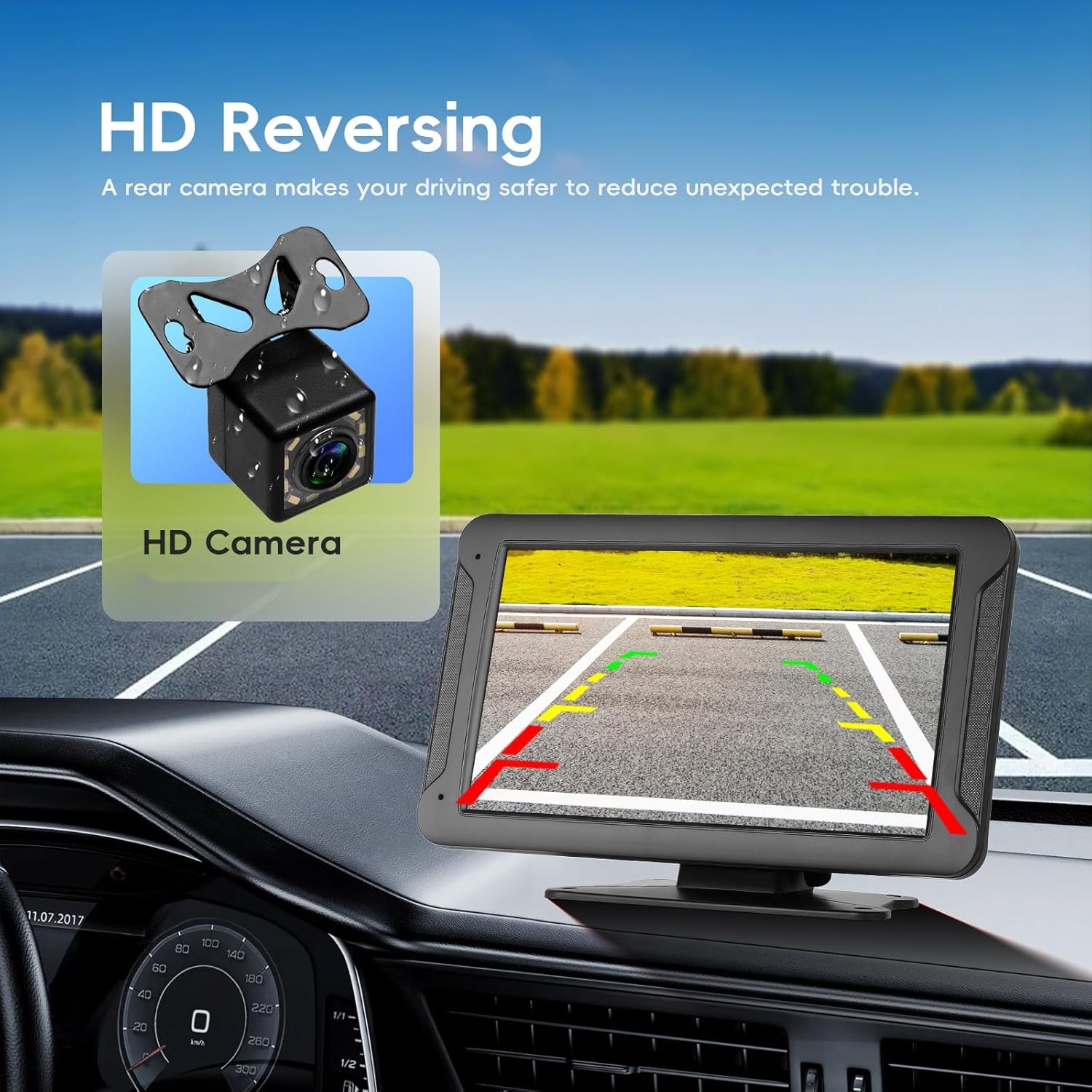 Thumbnail 3 de Portable Wireless CarPlay Screen with Backup Camera for UK Vehicles – 7" HD IPS Touch Display