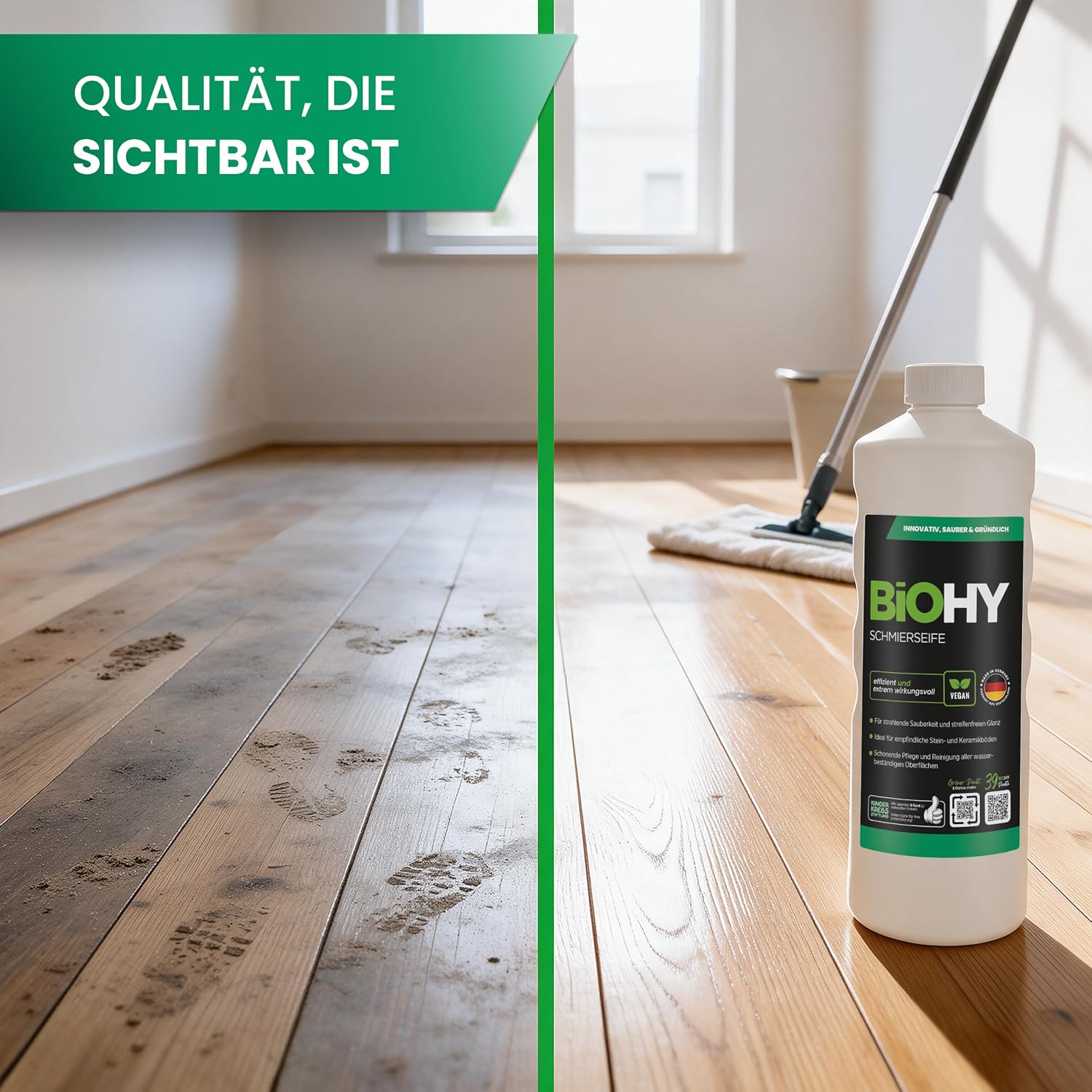 Detalle de BIOHY Miękkie mydło – koncentrat do podłóg i powierzchni, 3 × 1 l
