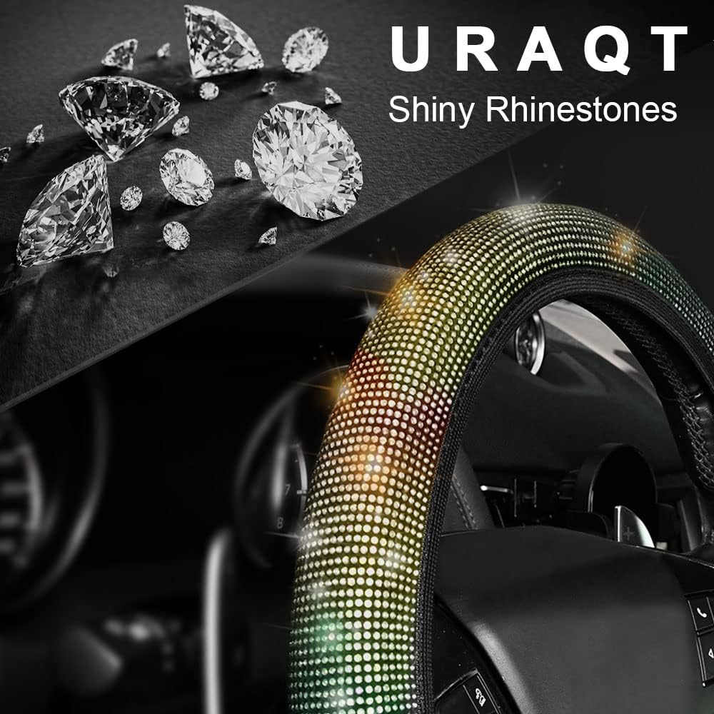 Thumbnail 4 de URAQT Bling rattöverdrag för bil, färgglatt strass, 36–38 cm