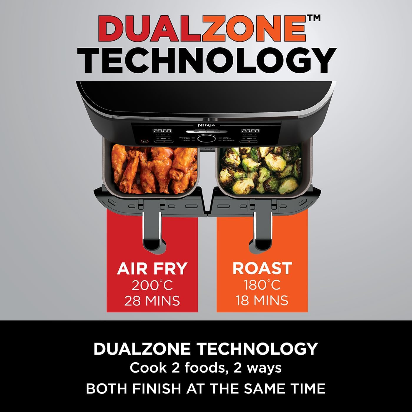 Detalle de Ninja AF300UK dual zone air fryer 7.6L