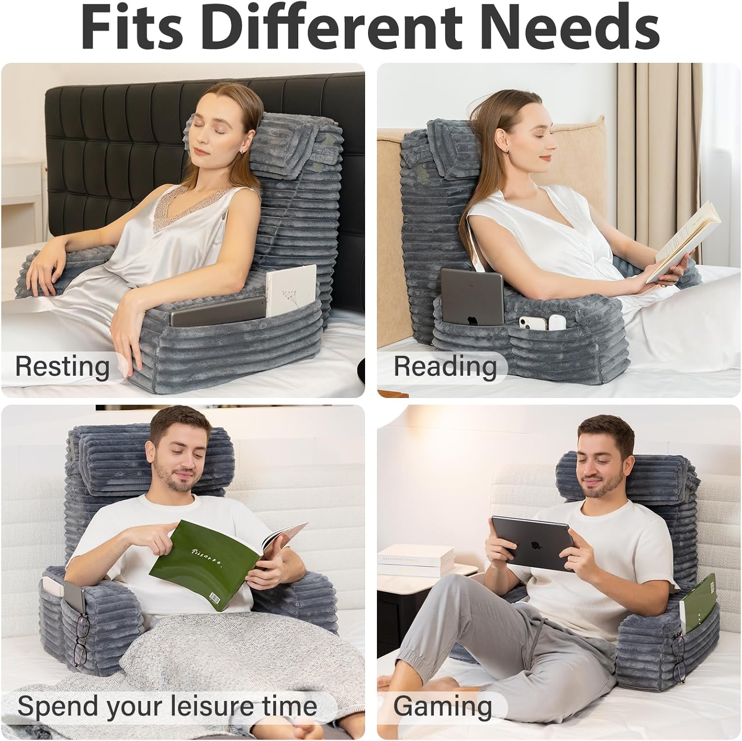 Thumbnail 6 de ENITYA 22" XL Back Pillow for Bed Reading with Arms 🛋
