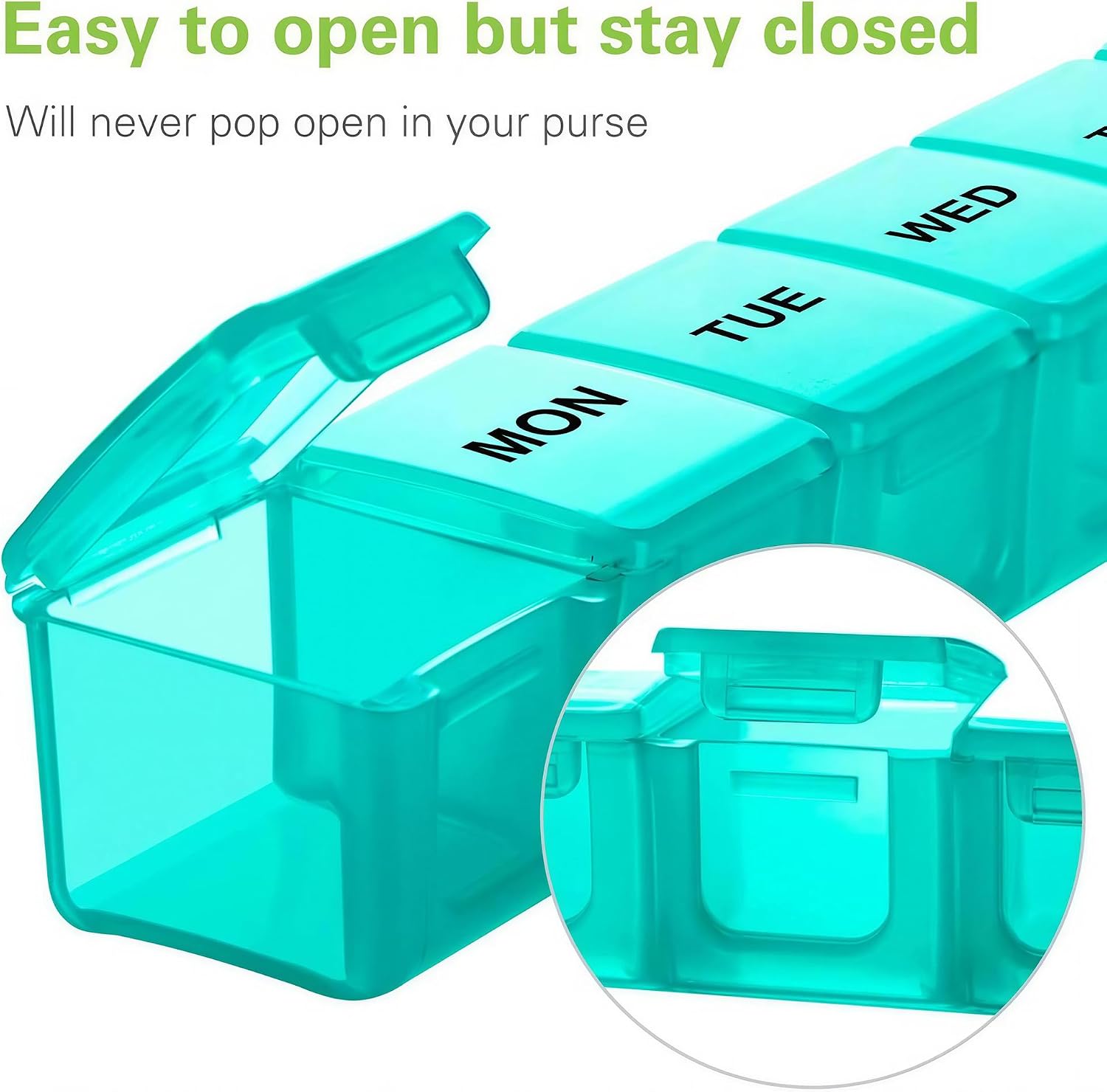 Detalle 2 de BUG HULL 376Z2PCs Weekly Pill Organizer, 2-Pack, Large Blue and Green