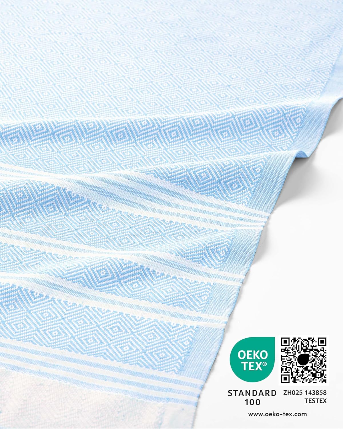 Thumbnail 1 de Fit-Flip Fouta en coton 100% hammam 100x200 cm Diamond – serviette de plage légère à séchage rapide, bleu glacé