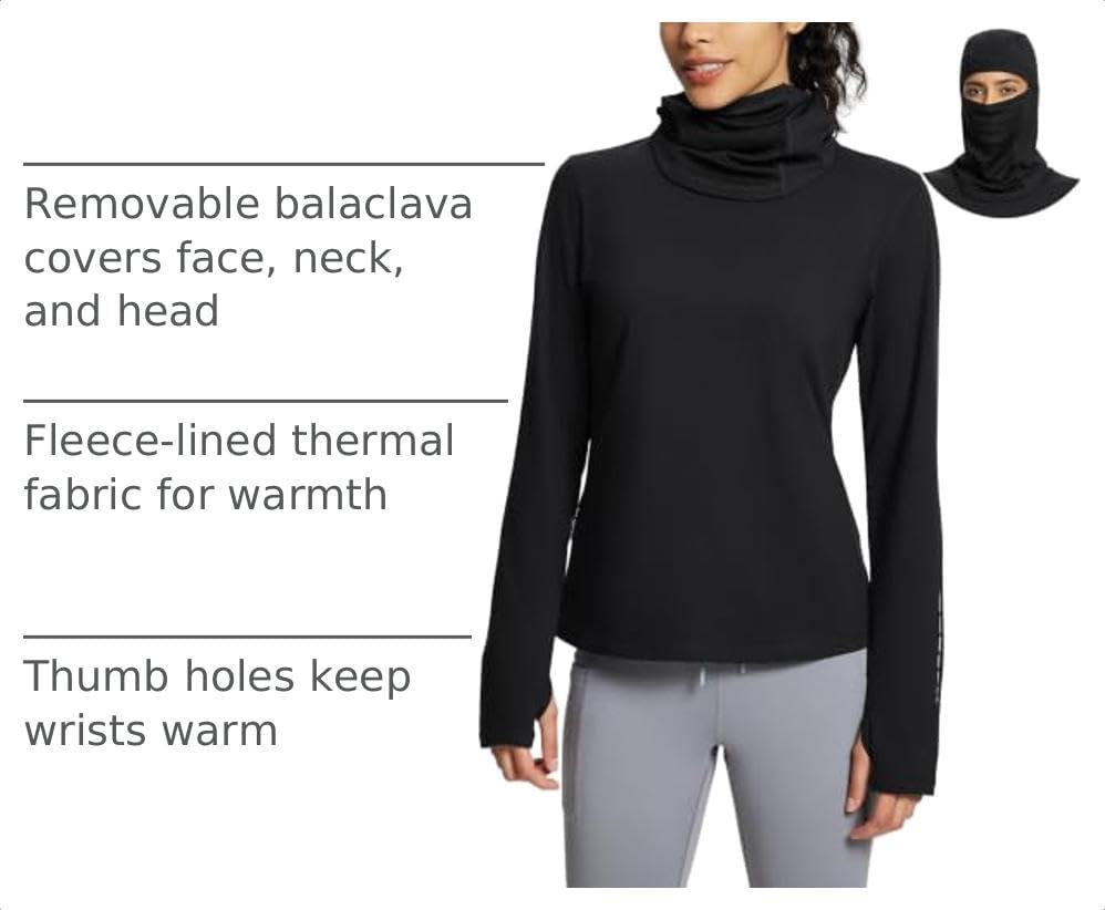 Detalle 2 de baleaf Thermal Long Sleeve Women Shirt with Balaclava