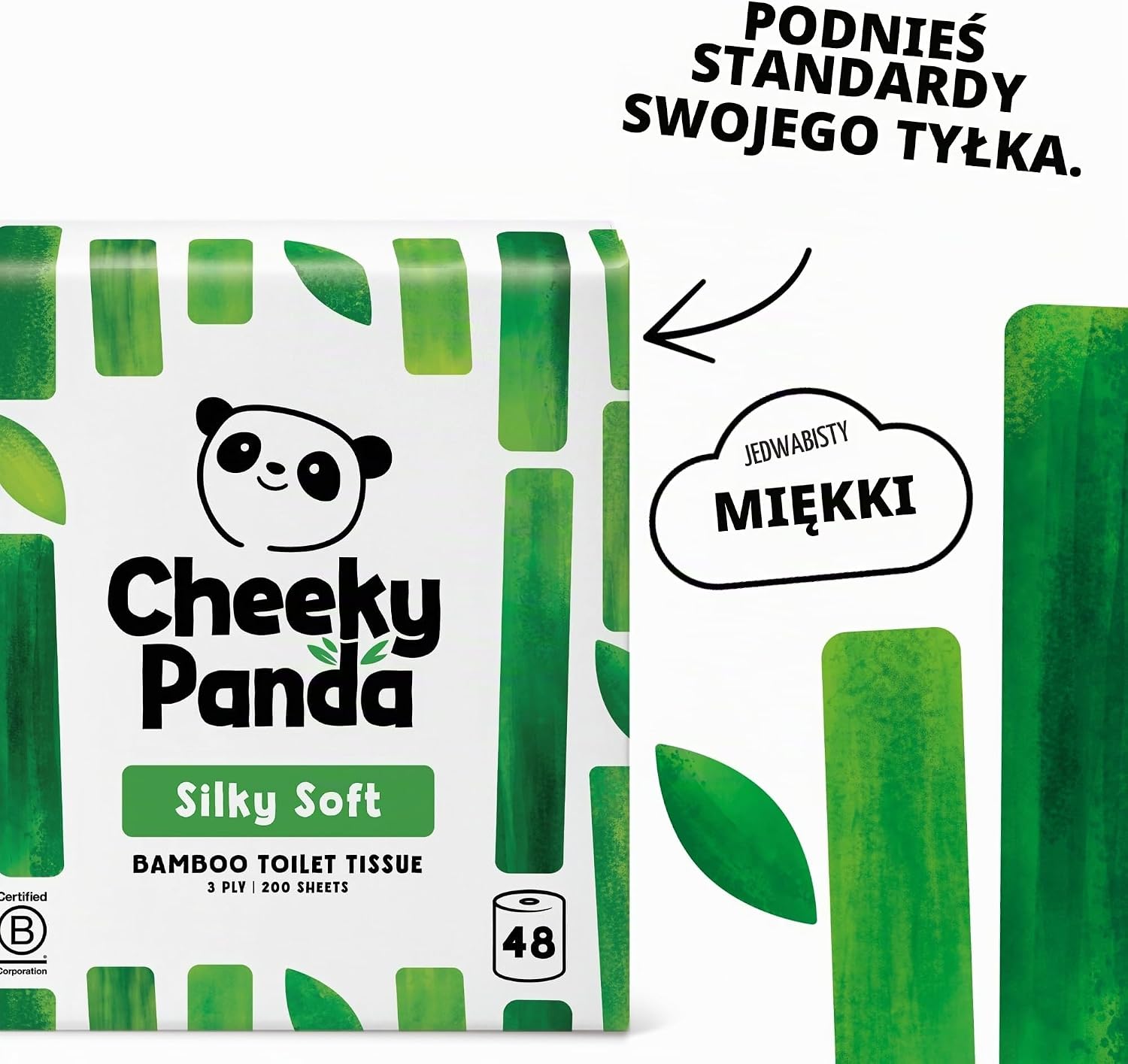 Thumbnail 2 de The Cheeky Panda bambusowy papier toaletowy, 48 rolek, 3-warstwowy, biały