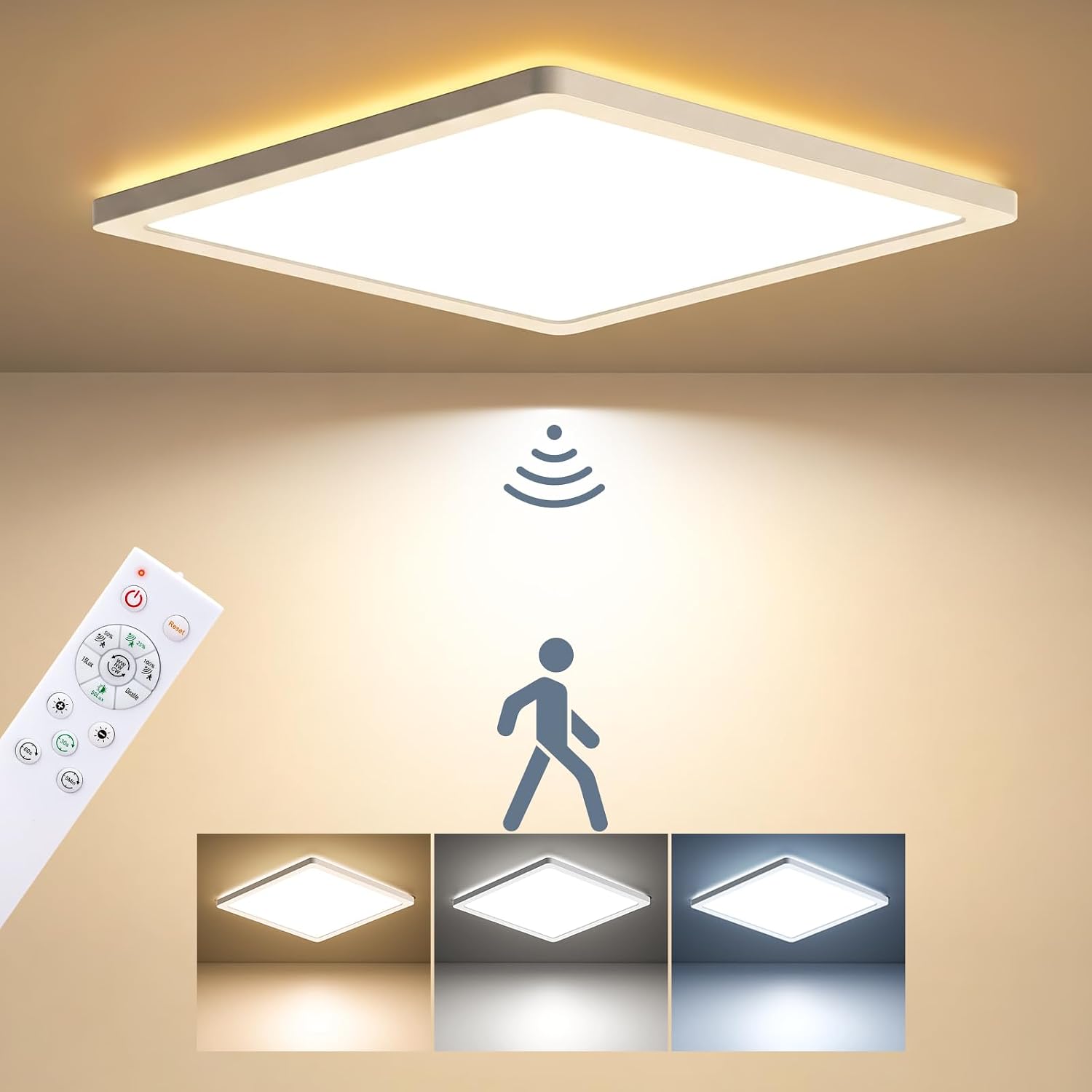 Detalle de BLNAN LED Deckenleuchte 24 W mit Sensor