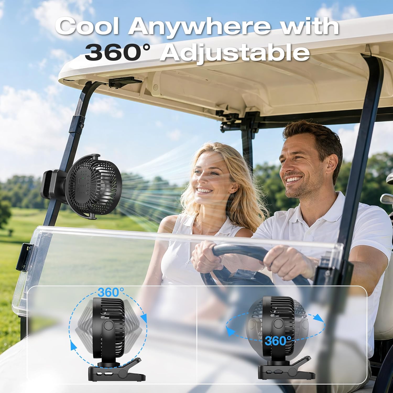 Thumbnail 6 de Ventilatore da Tavolo 4 in 1 USB – Ventilatore Portatile 12000mAh con Telecomando, LED e Rotazione 360°