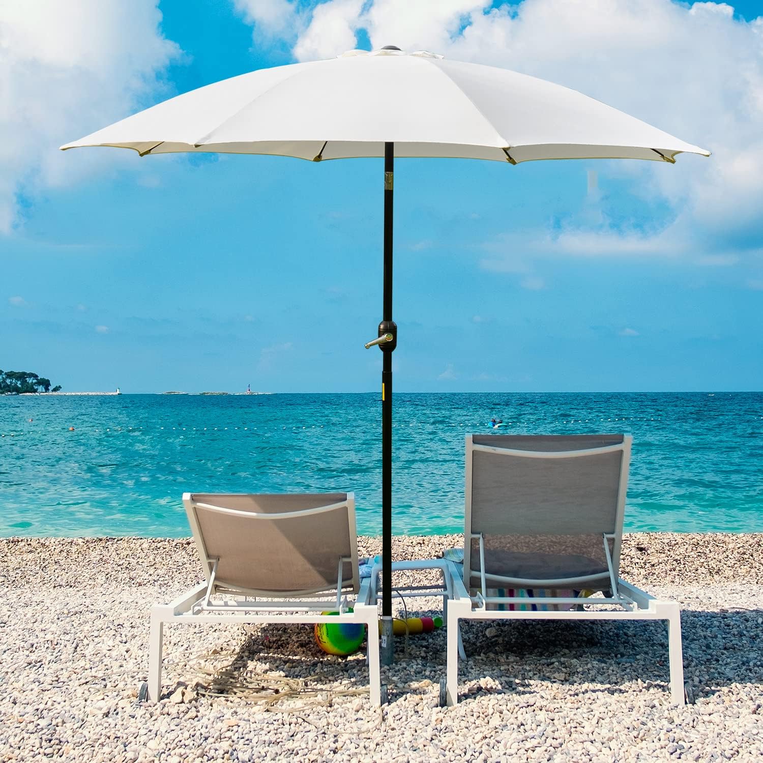 Thumbnail 1 de Outsunny Parasol de jardin inclinable Ø2,65 m - crème, cadre aluminium et fibres de verre
