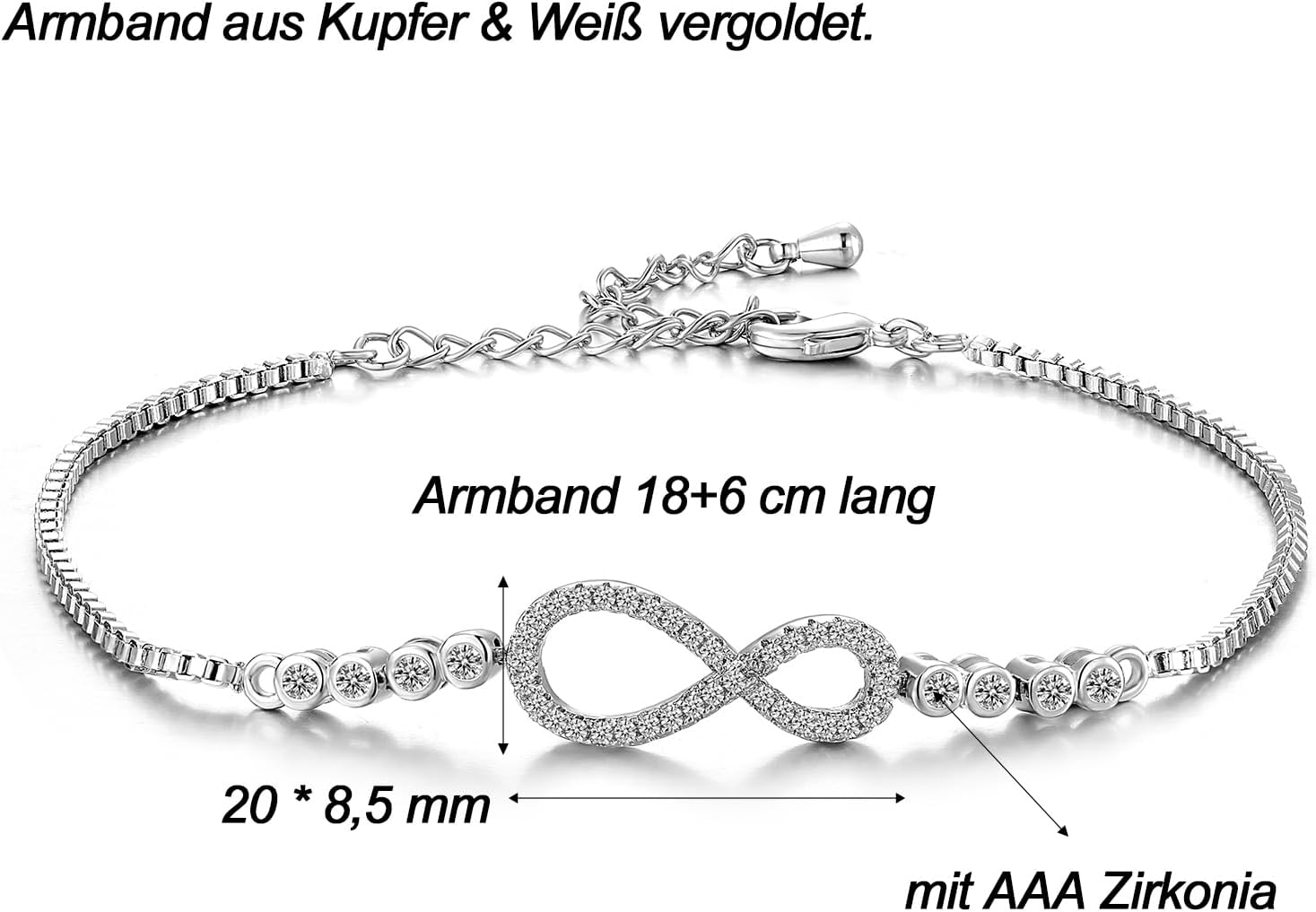 Thumbnail 6 de USEEDOVIA Infinity-Armband mit Zirkonia – Geschenk für Mama, Tochter, Oma, Schwester oder beste Freundin