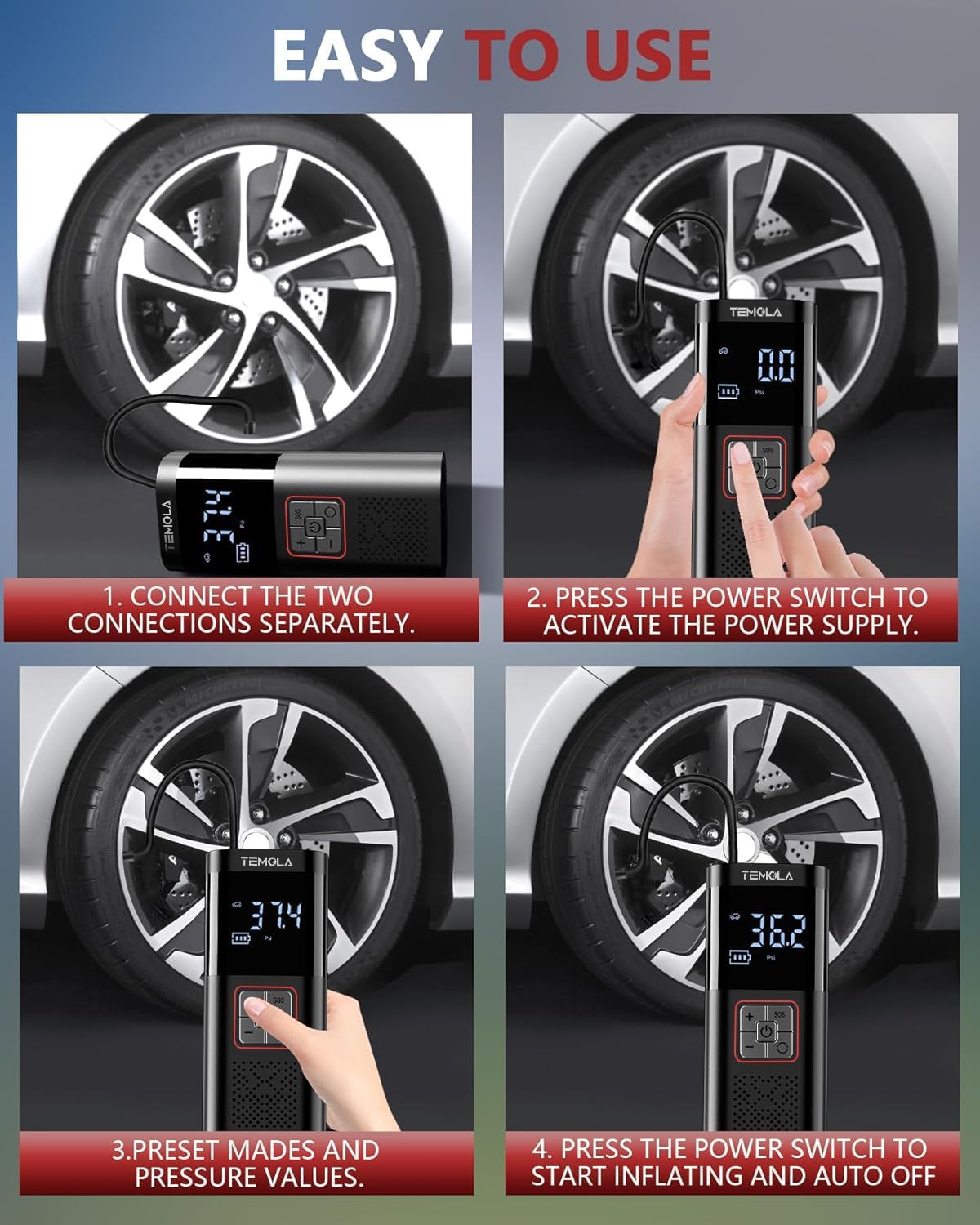 Thumbnail 4 de TEMOLA Portable Tire Inflator 150 PSI