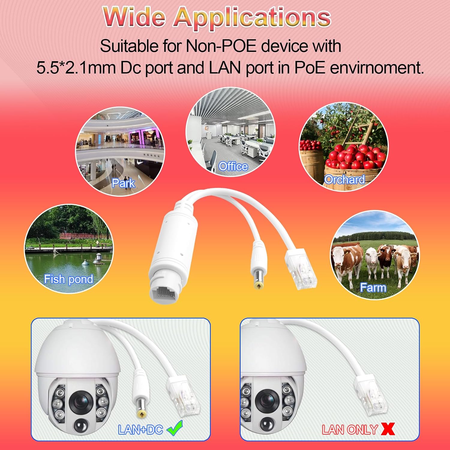 Thumbnail 4 de TIENFOKOTA PoE Splitter 48V to 12V IP55 Waterproof for IP Cameras