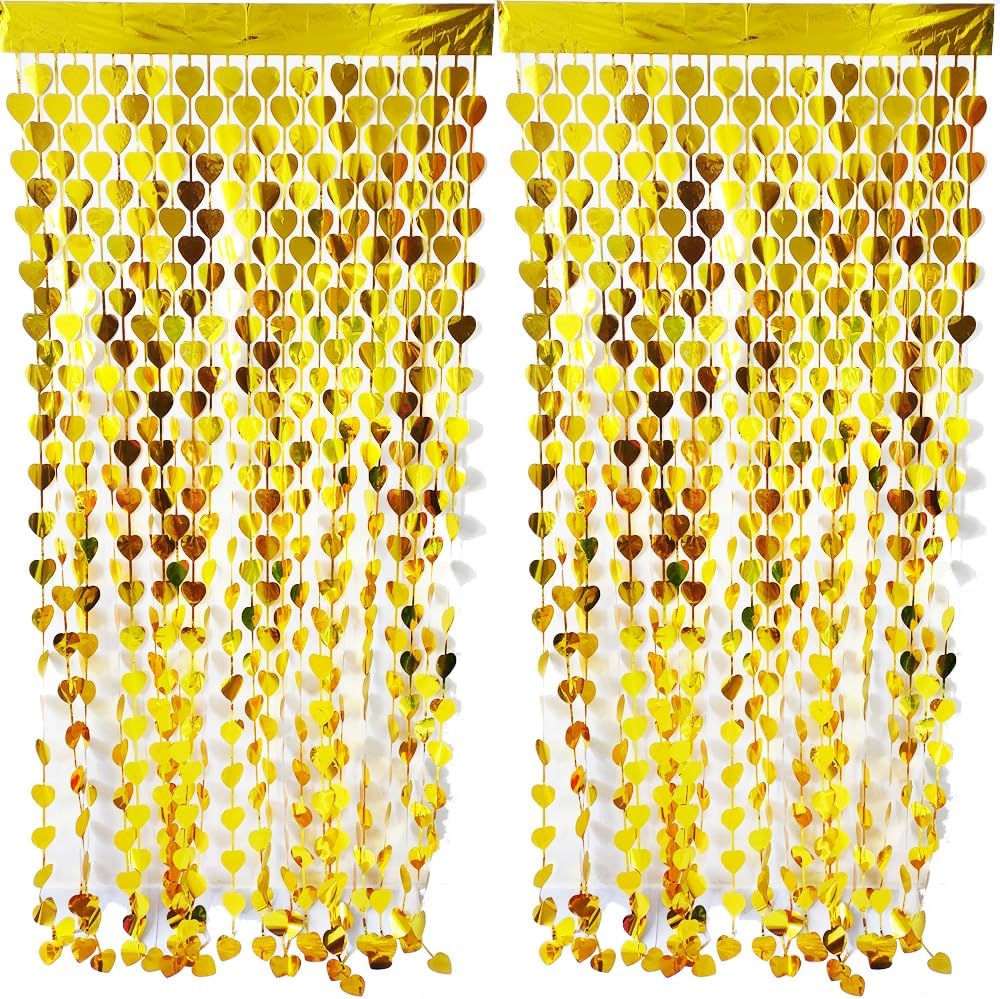 Thumbnail 5 de CYBERNOVA 2 Pack Fringe Curtain Backdrop (heart-shaped metallic tinsel foil), 3.28ft x 6.6ft, black